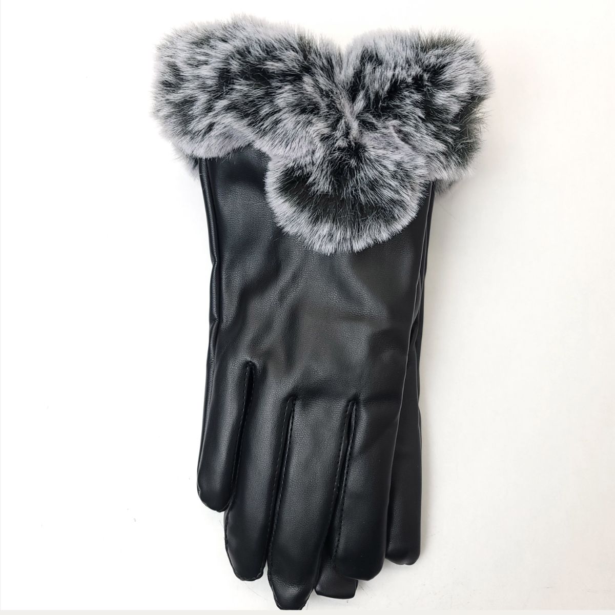 Ladies Touch screen PU Gloves - LGL012, PU Leather, Black winter accessories