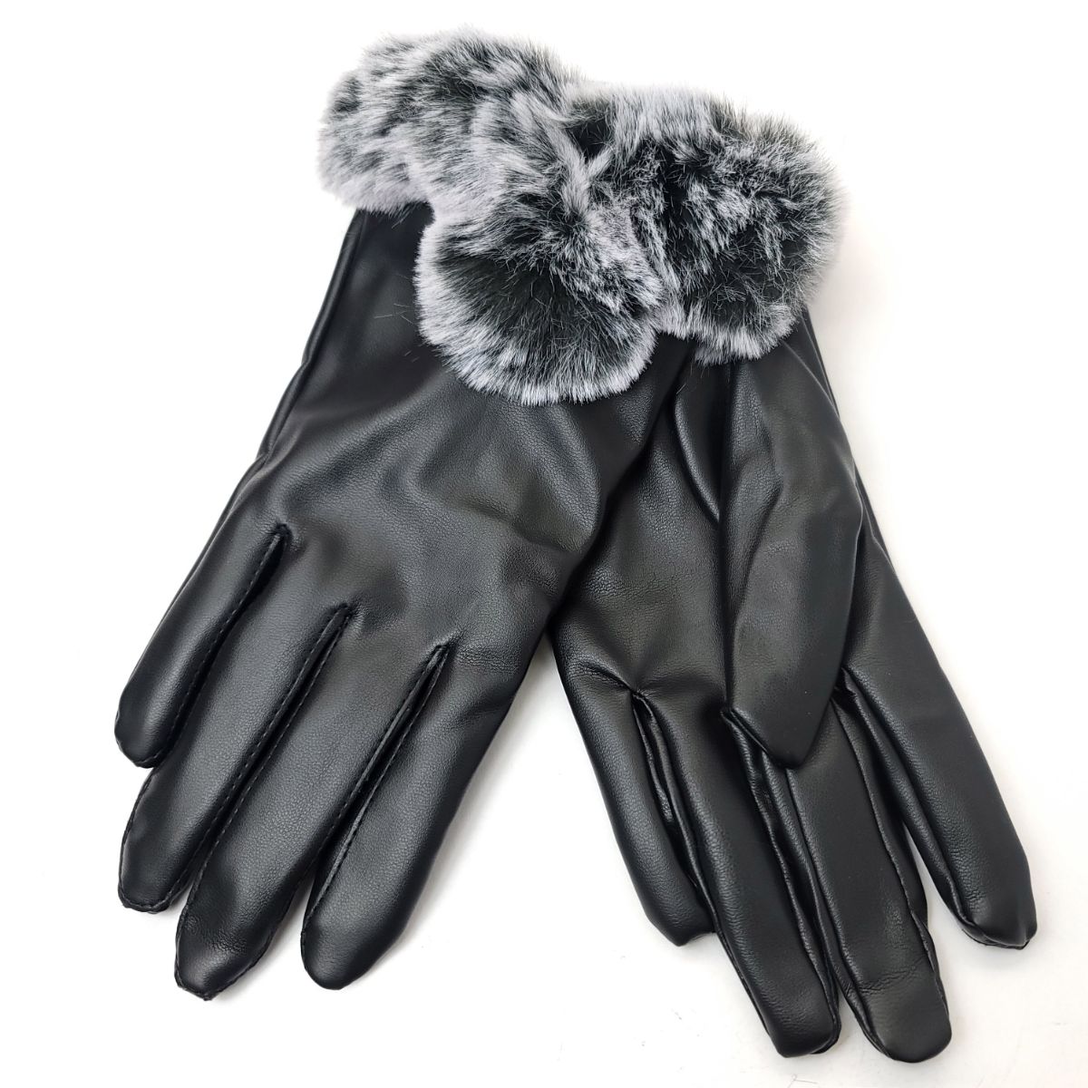 Ladies Touch screen PU Gloves - LGL012, PU Leather, Black winter accessories