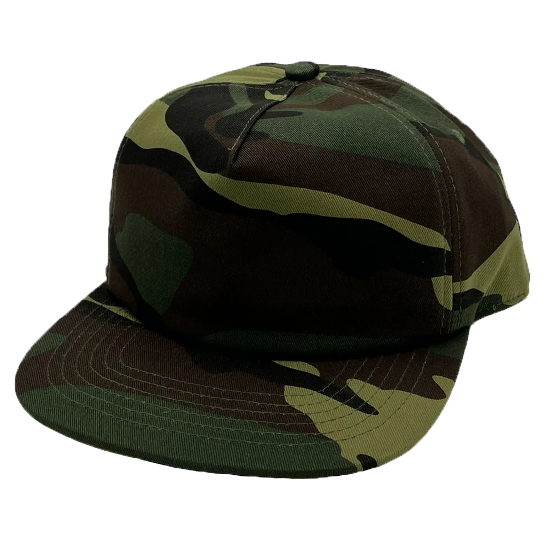 GNV-1040SB - 5 Panels Mid Profile Flat Bill Green Camo One Size 5 PANELS 5 PANELS - UNSTRUCTURED COTTON FLAT mid profile nissi caps SNAPBACK UNISEX UNSTRUCTURED