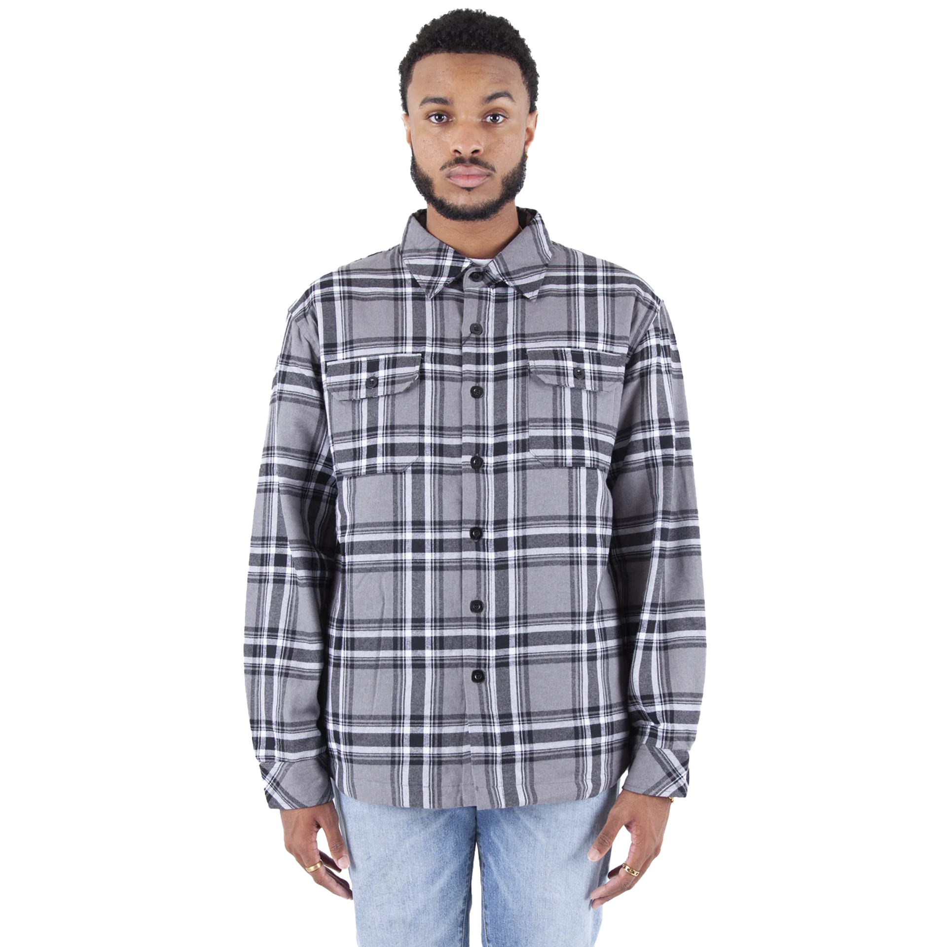 Plaid Jacket Grey COTTON / POLYESTER MEN OUTERWEAR REGULAR Shaka Wear SHIRT SHIRTS