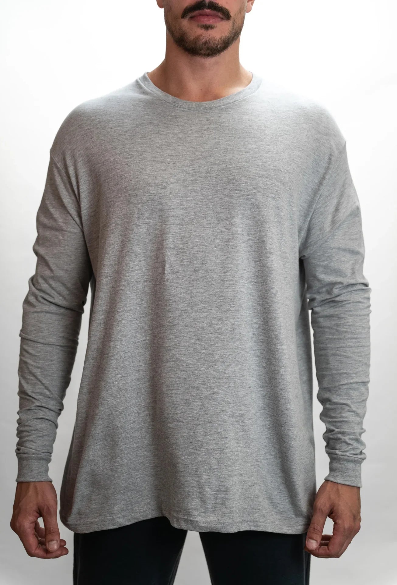47335 - Men's Long Sleeve Heather Grey CLOSEOUT COTTON FITTED Lightweight LONG SLEEVE TEES LONG SLEEVES MEN OPTIMA REGULAR tearaway