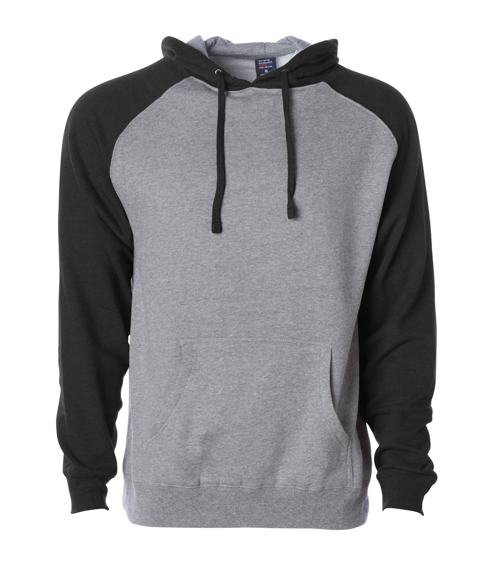 IND40RP - Raglan Hooded Pullover Sweatshirt Gunmetal Heather Black BASIC FLEECE COTTON / POLYESTER FITTED hoodie ind IND40 IND40RP INDEPENDENT MEN OUTERWEAR pullover PULLOVERS sweatshirt tearaway