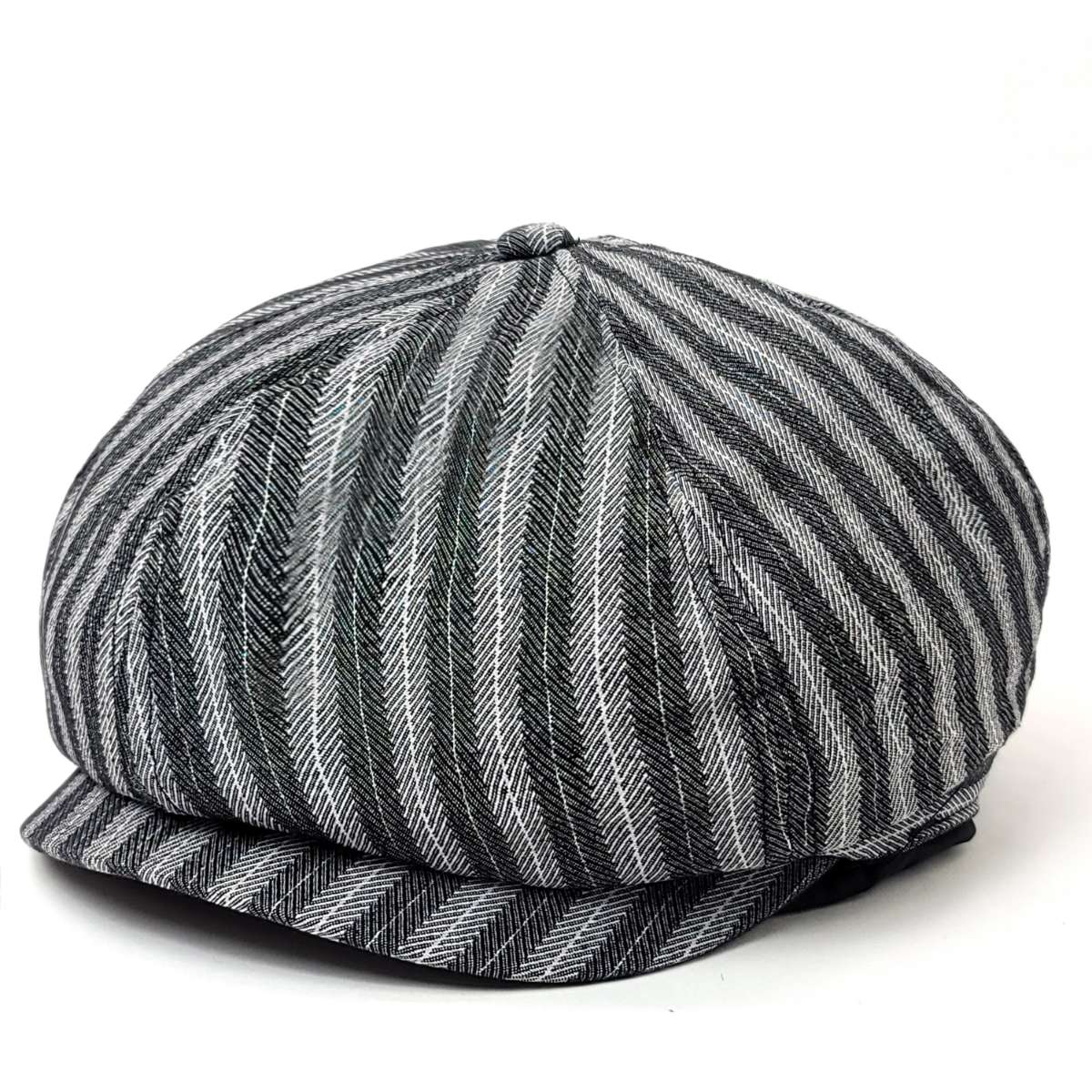 Newsboy Hat -DYW-6915, Vertical Stripes, Grey Colour, Dozen Special Mix&Match