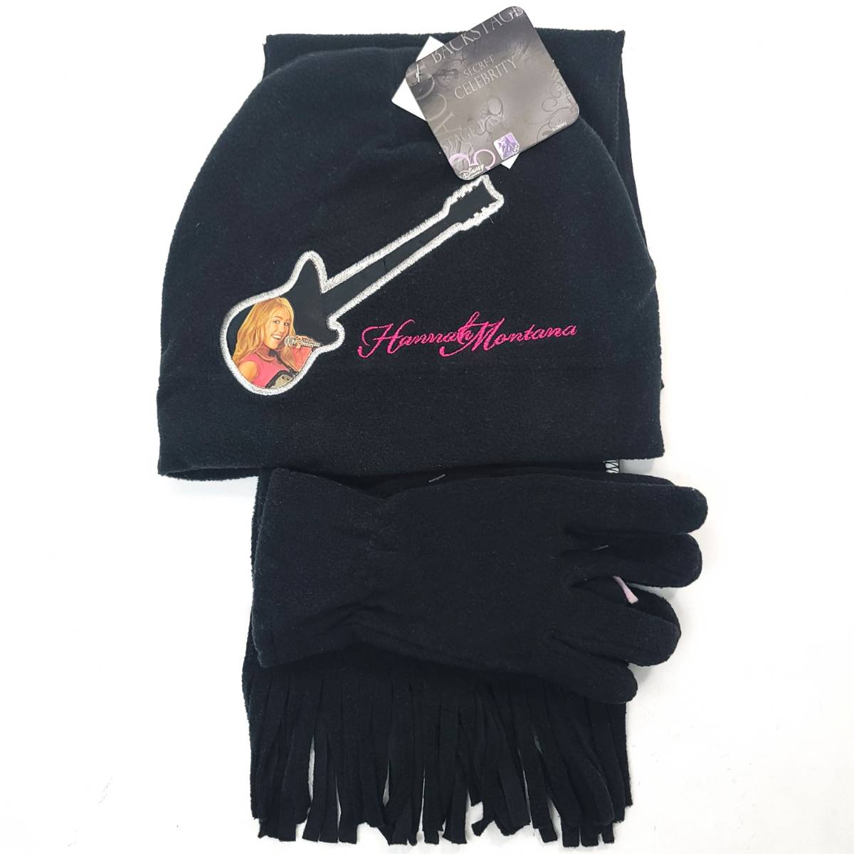 Youth - Hannah Montana 3 pieces set, Winter Beanie, Gloves and scarf Black Youth Youths