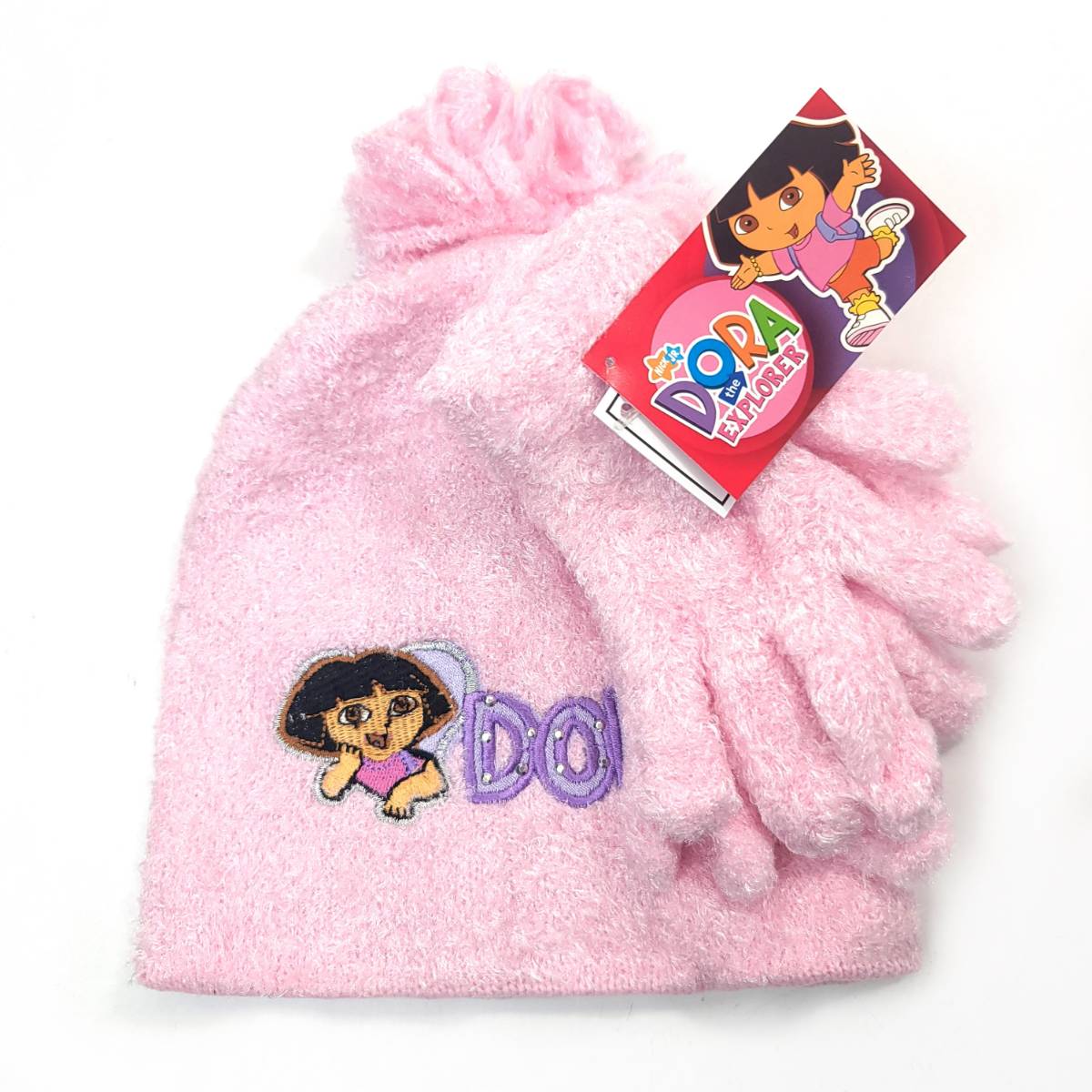 Youth - Dora the Explorer, 2pcs set, Winter Pom Beanie & Gloves set Pink Youth Youths