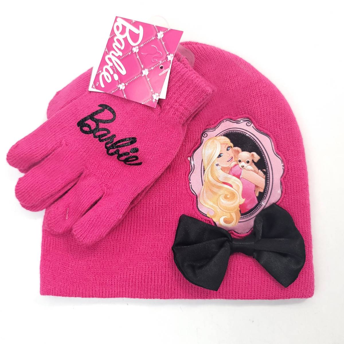 Youth - Barbie, 2pcs set, Winter Beanie & Gloves set, Multi-Coloured Pink Youth Youths