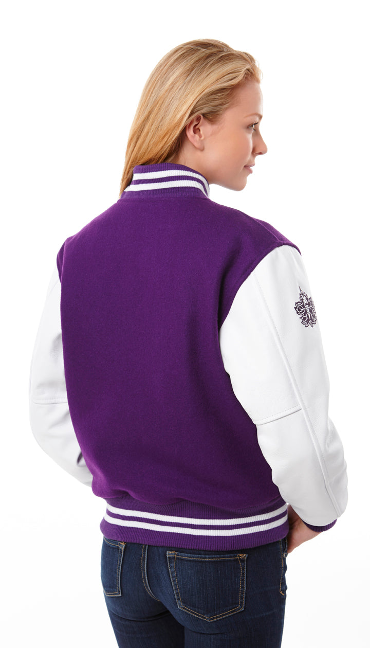 JK543 - Custom Ladies Melton and Leather Varsity Jacket