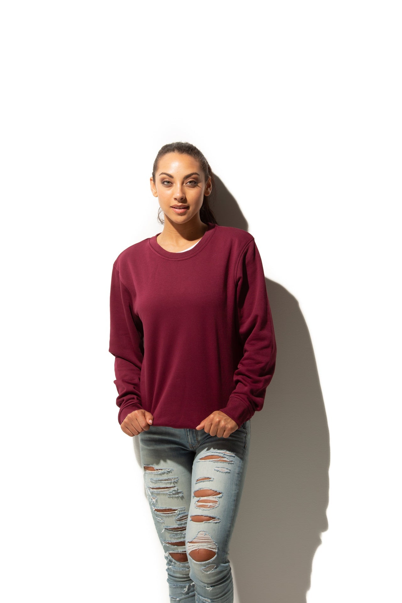 HERO-1020 Unisex Blank Crewneck Sweatshirt - Maroon 1020 Adult Crewneck HERO Red Tops Unisex