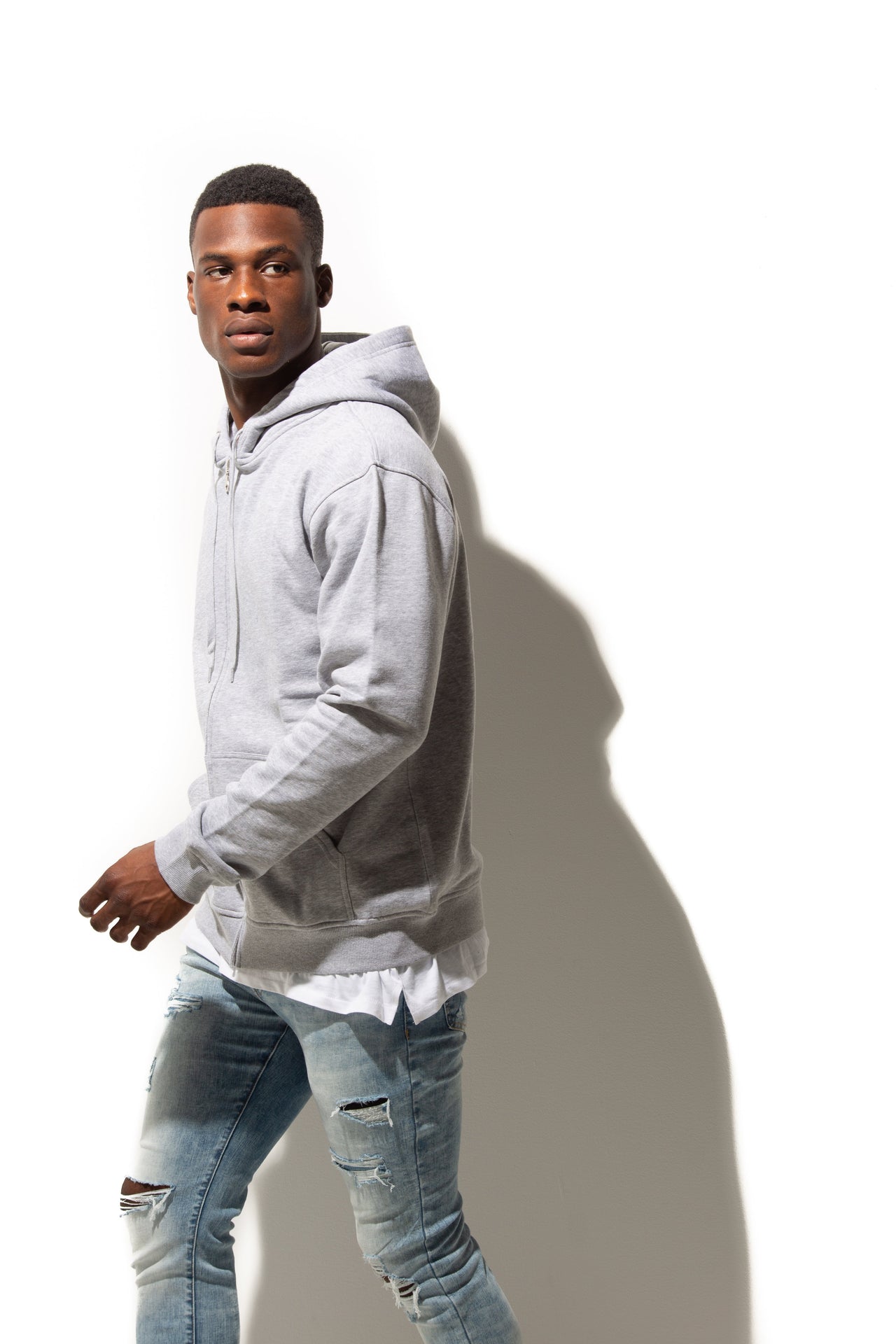 HERO-3020 Unisex Full Zip Hoodie - Sport Grey 3020 Adult Full-Zip Grey HERO Tops Unisex