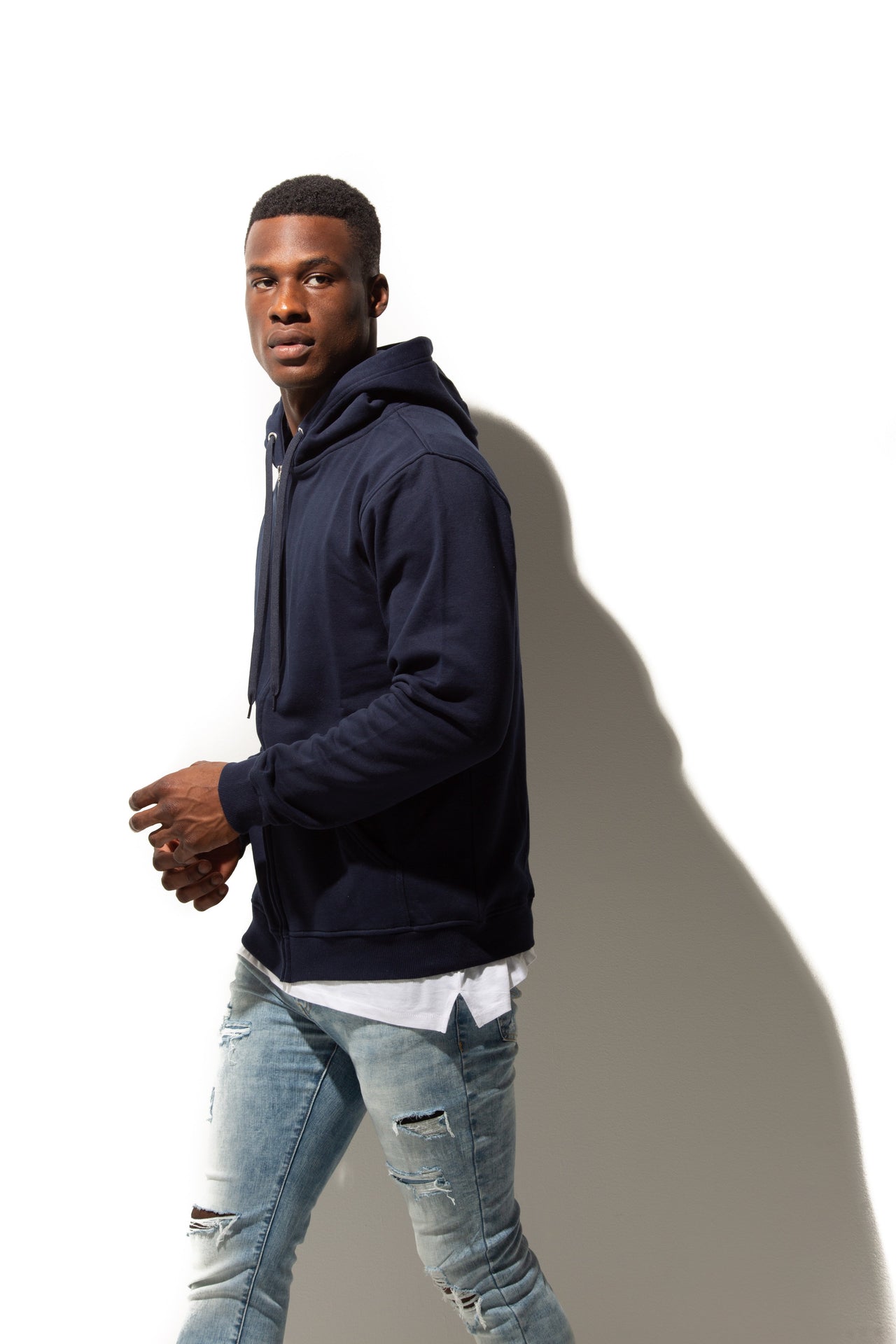 HERO-3020 Unisex Full Zip Hoodie - Navy Blue 3020 Adult Blue Full-Zip HERO Tops Unisex