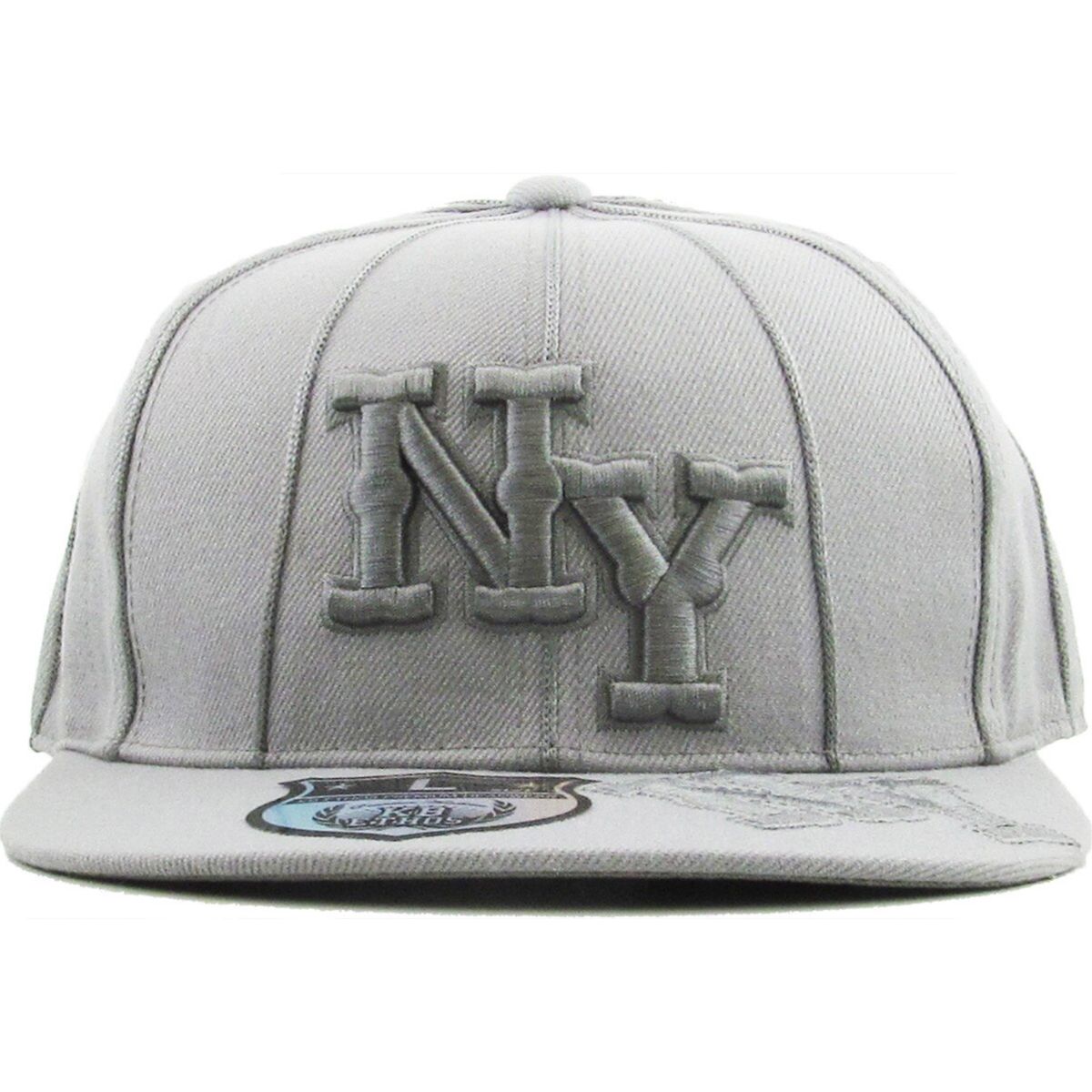 "NY" Logo Fitted Flat Cap - KB63R, Multi-Coloured Logo Cap