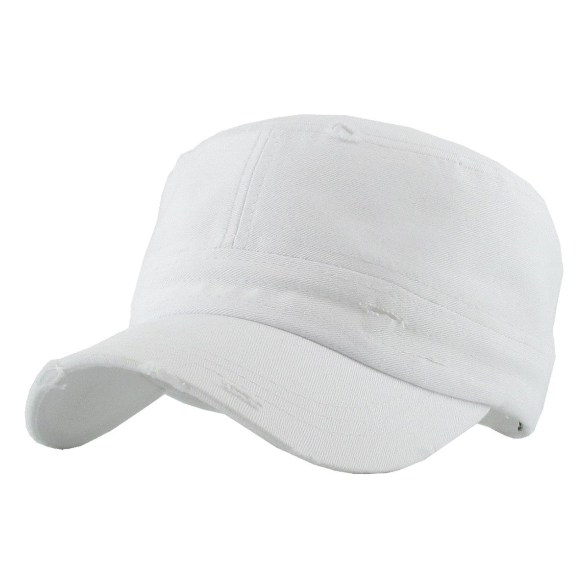 Military Cap - Vintage, Strap Closure, Multi-Coloured, OSFA White