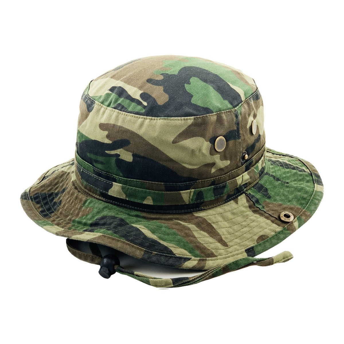 Bucket Hat with String - Multi-Coloured, L/XL Green Camo L XL Bucket Hats