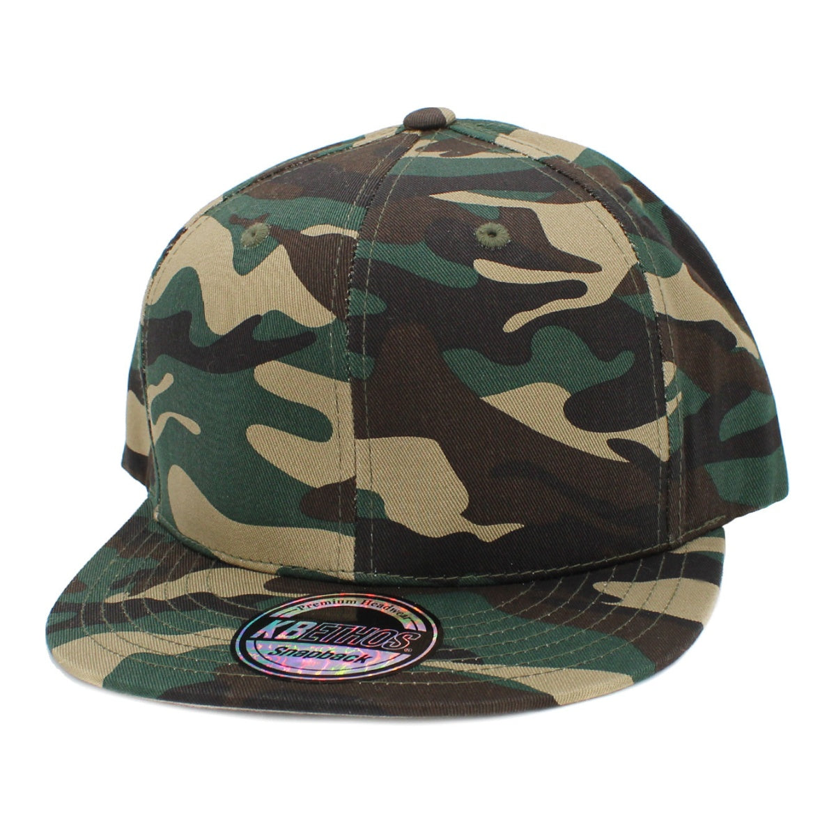 Plain Snapback cap (KNW1467) - Multi-Coloured, Adjustable Green Camo OSFA Plain Snapback