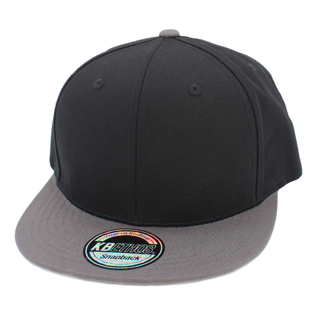 Plain Snapback cap (KNW1467) - Multi-Coloured, Adjustable Black & Dark Grey 2 Tone OSFA Plain Snapback