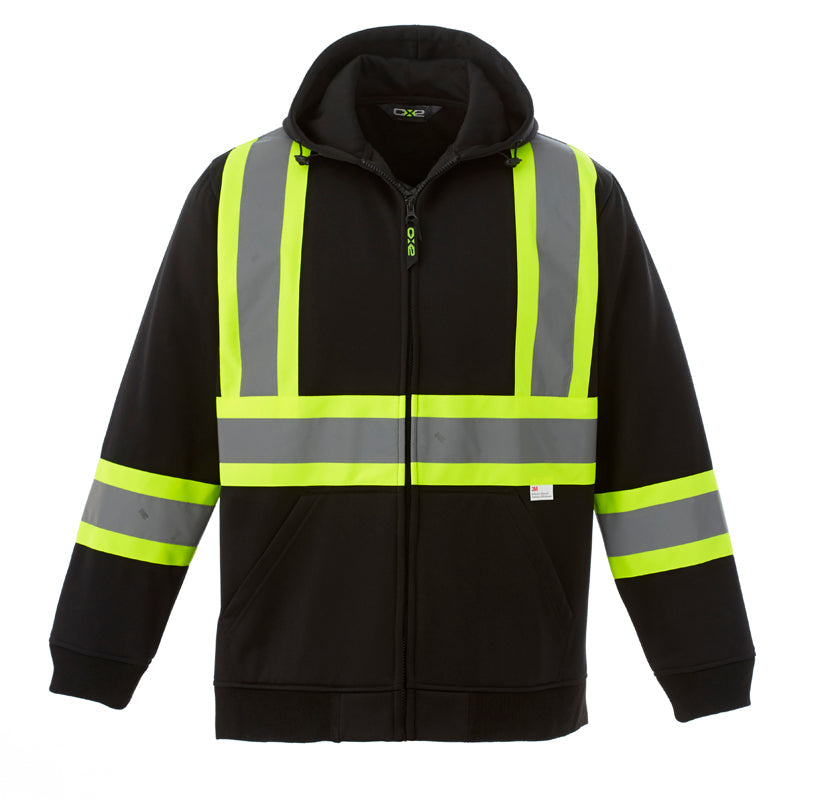 L00682 - Freedom - Hi-Vis Full Zip Hooded Sweatshirt Black 682 adult CX2 Hi-Vis mens safety hoodie