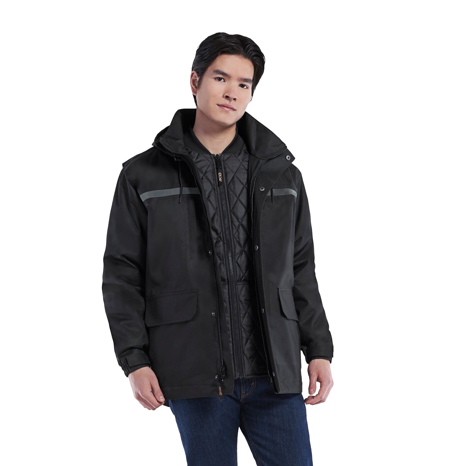 L01120 - Pinnacle - Heavy Duty 3 in 1 Parka w/ Detachable Hood 1120 3in1 __label:NEW gun access gun zipper police jacket venting winter workwear