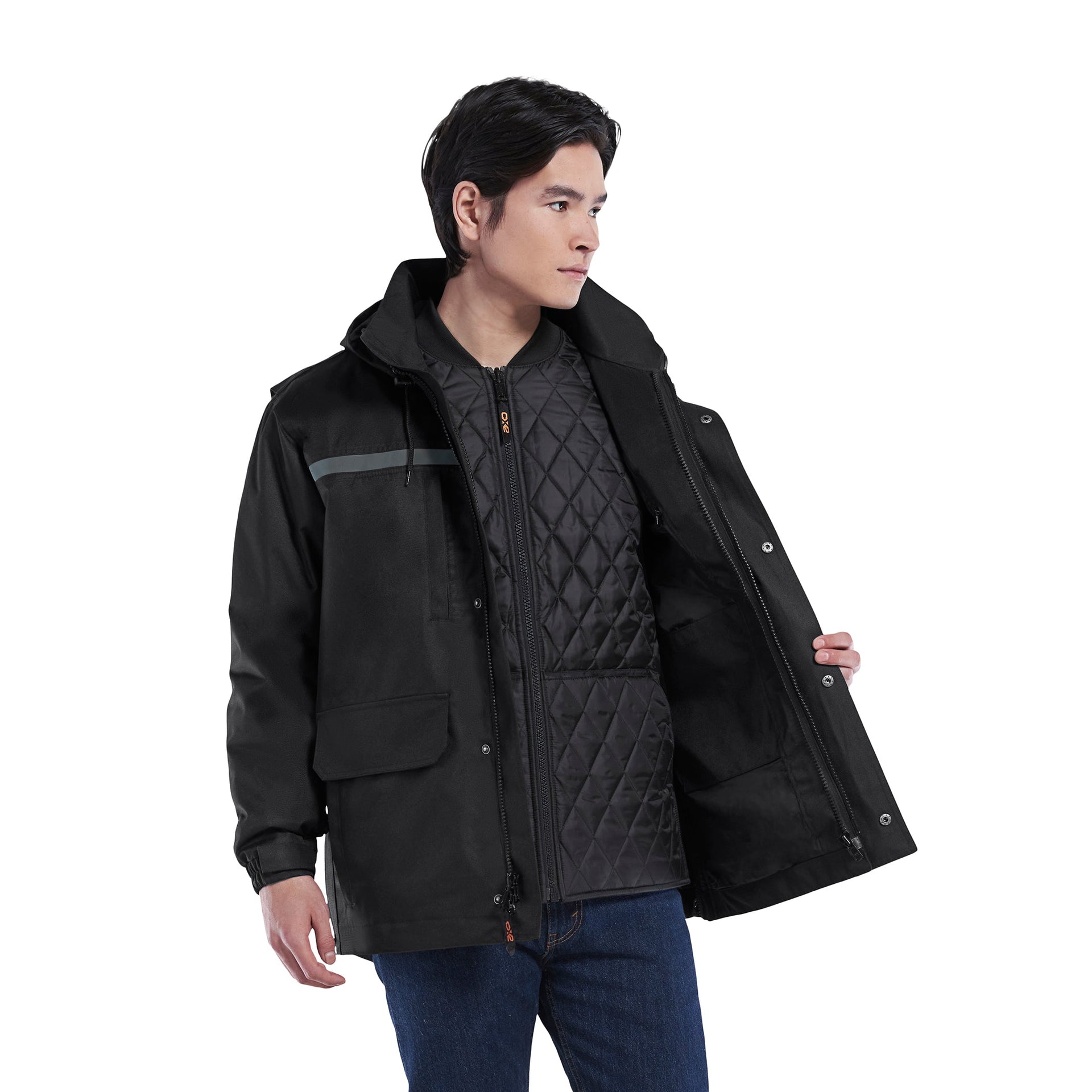 L01120 - Pinnacle - Heavy Duty 3 in 1 Parka w/ Detachable Hood 1120 3in1 __label:NEW gun access gun zipper police jacket venting winter workwear