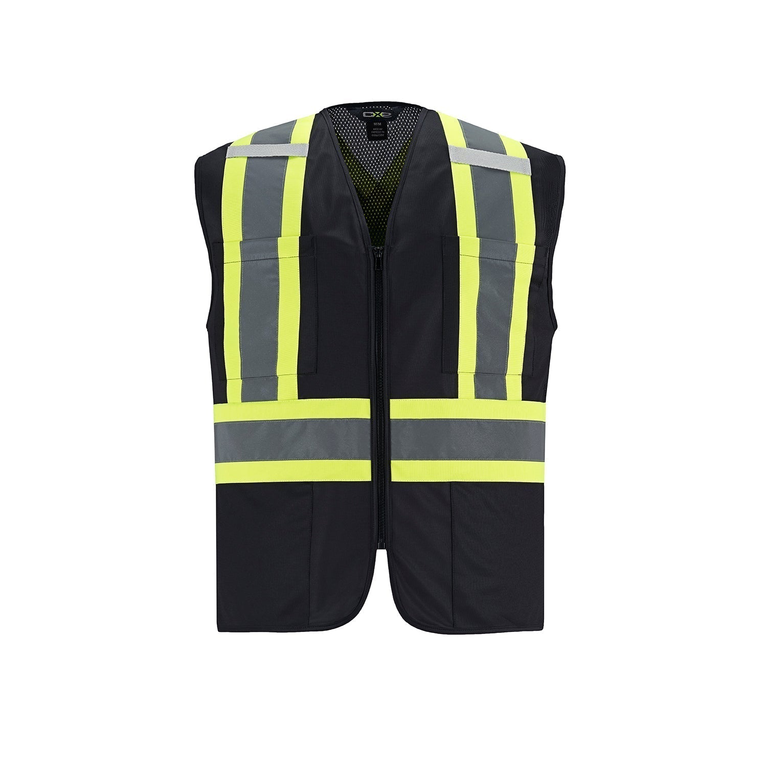 L01150 - Scout - Adult Tricot Hi-Vis Zipper Front Vest Black 1150 __label: NEW construction vest CX2 Hi-Vis