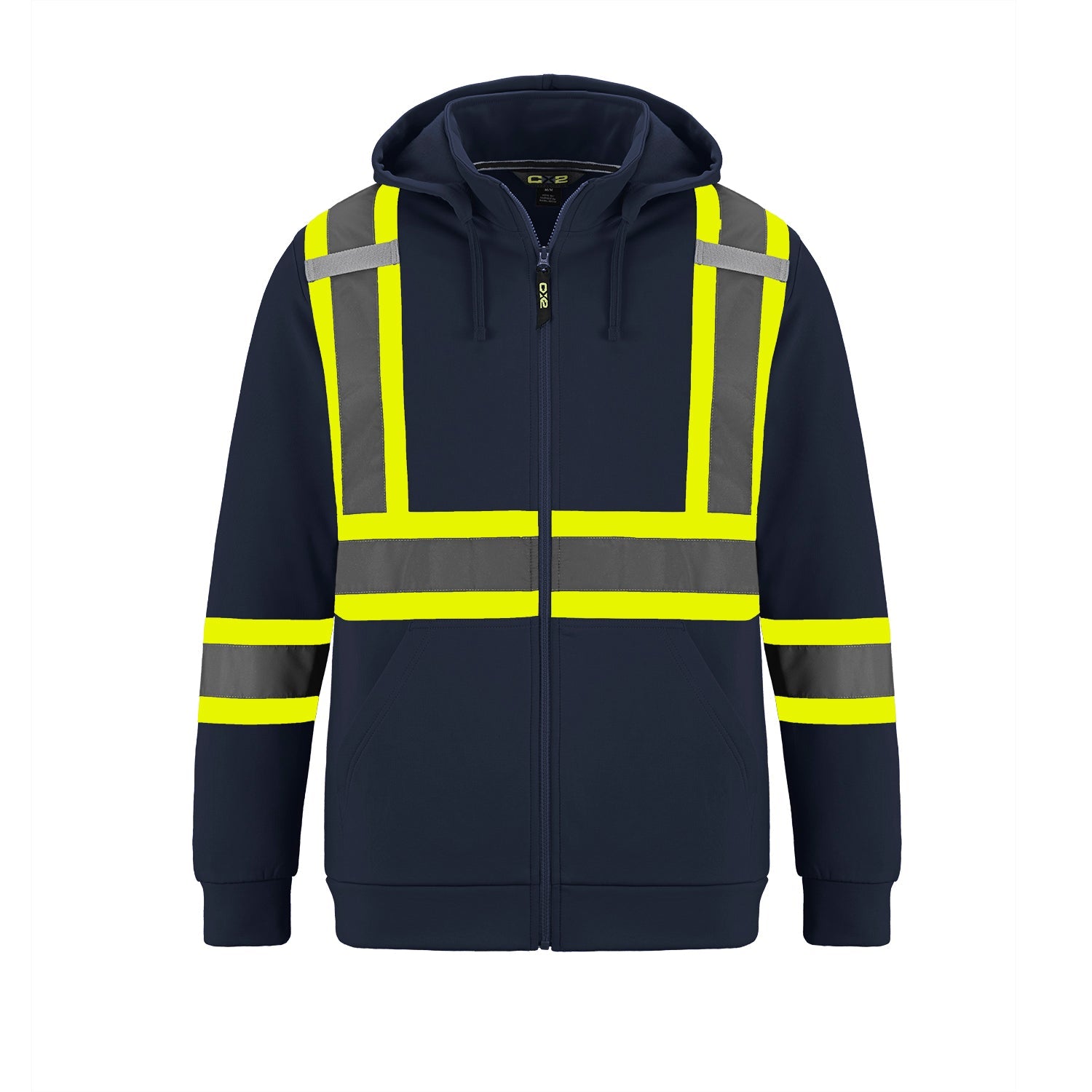 L01380 - Infinity - Hi-Vis Full Zip Hooded Sweatshirt w/ Detachable Hood Navy 1380 adult CX2 Hi-Vis Hi-Vis mens safety hoodie