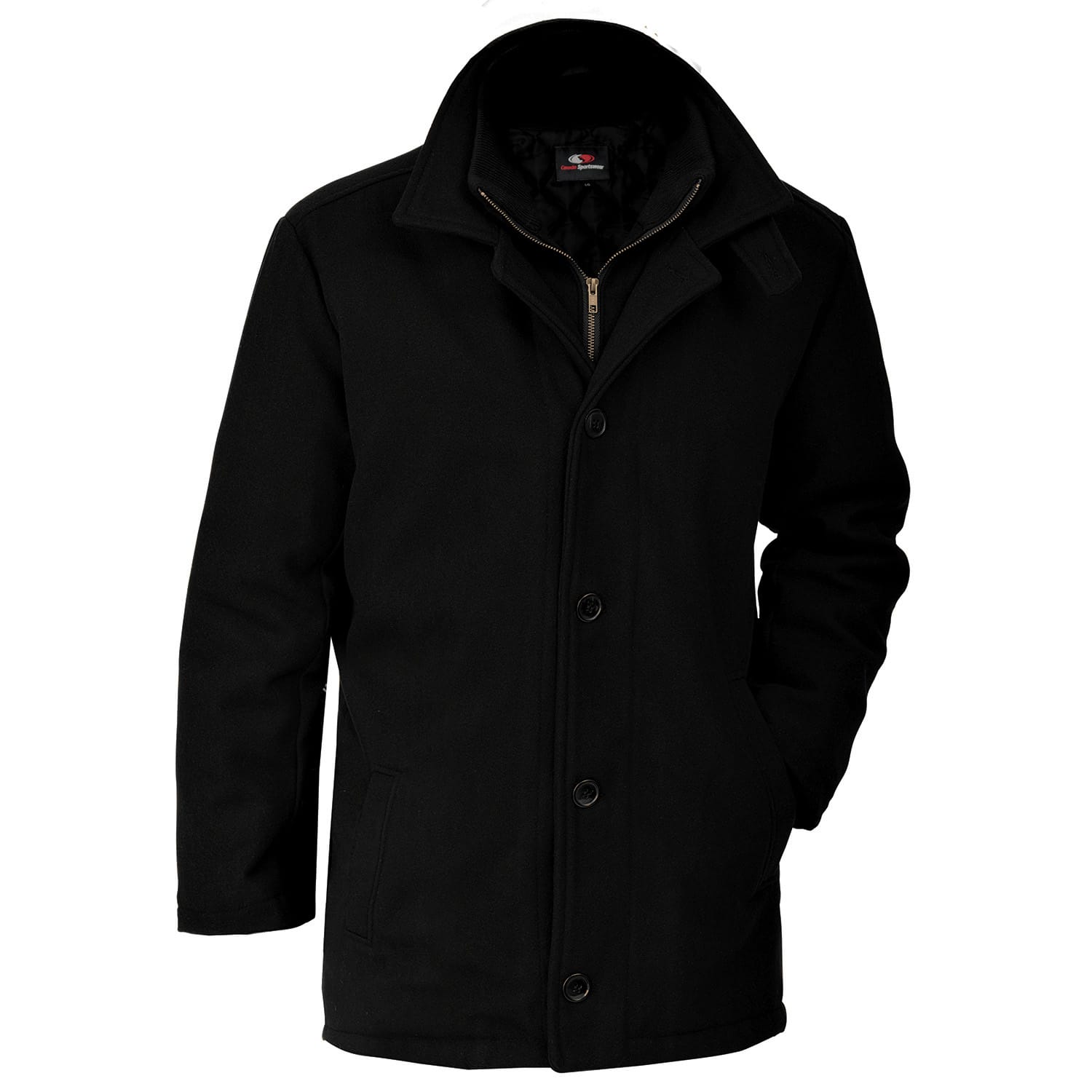 L0329Y - Bayside - Youth Melton Insulated Peacoat Black 329y bayside button up coat Canada Sportswear dress coat team trench coat youth