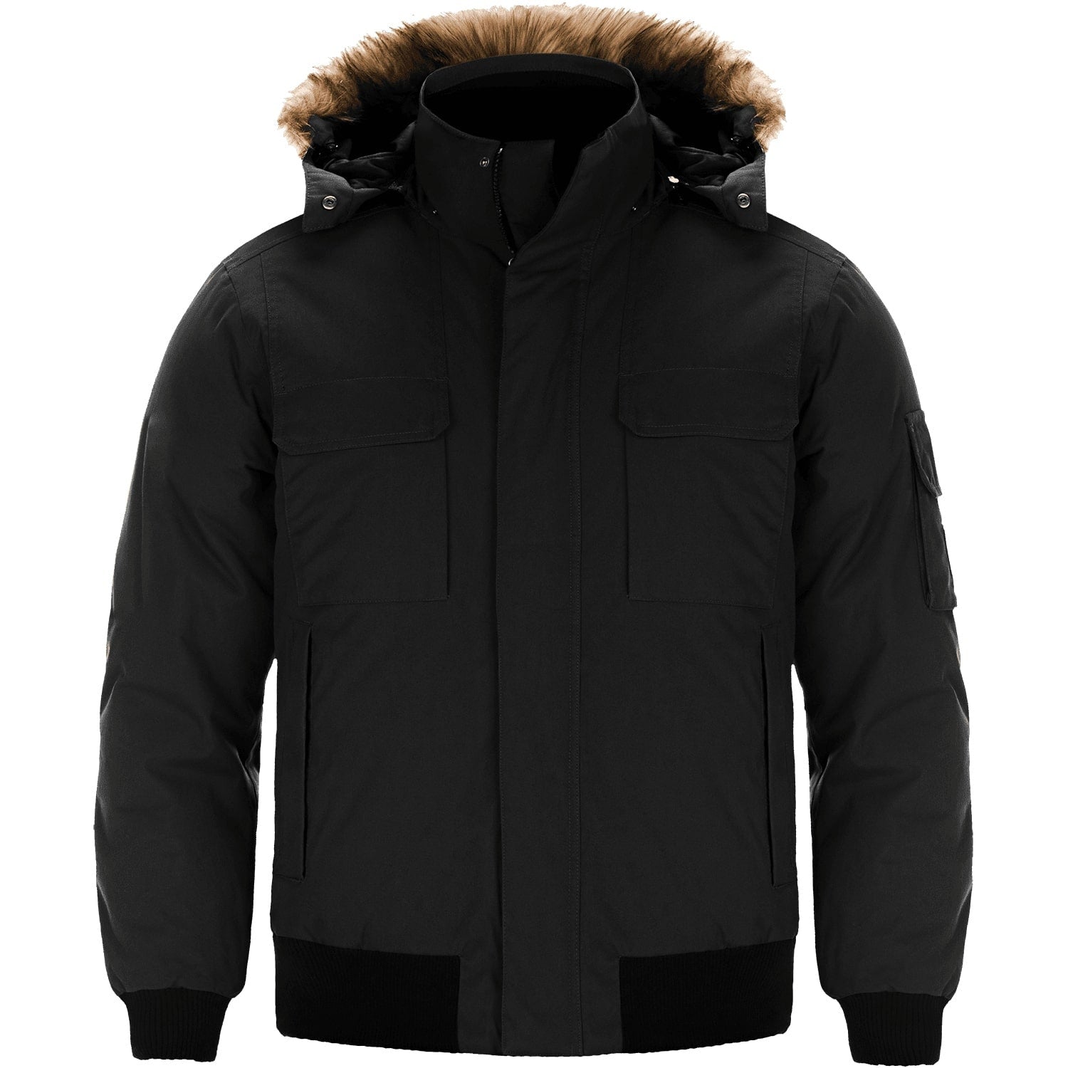 L06075 - Intense - Men's Cold Weather Bomber Jacket w/ Detachable Hood Black S 6075 adult Heritage 54 mens winter coat