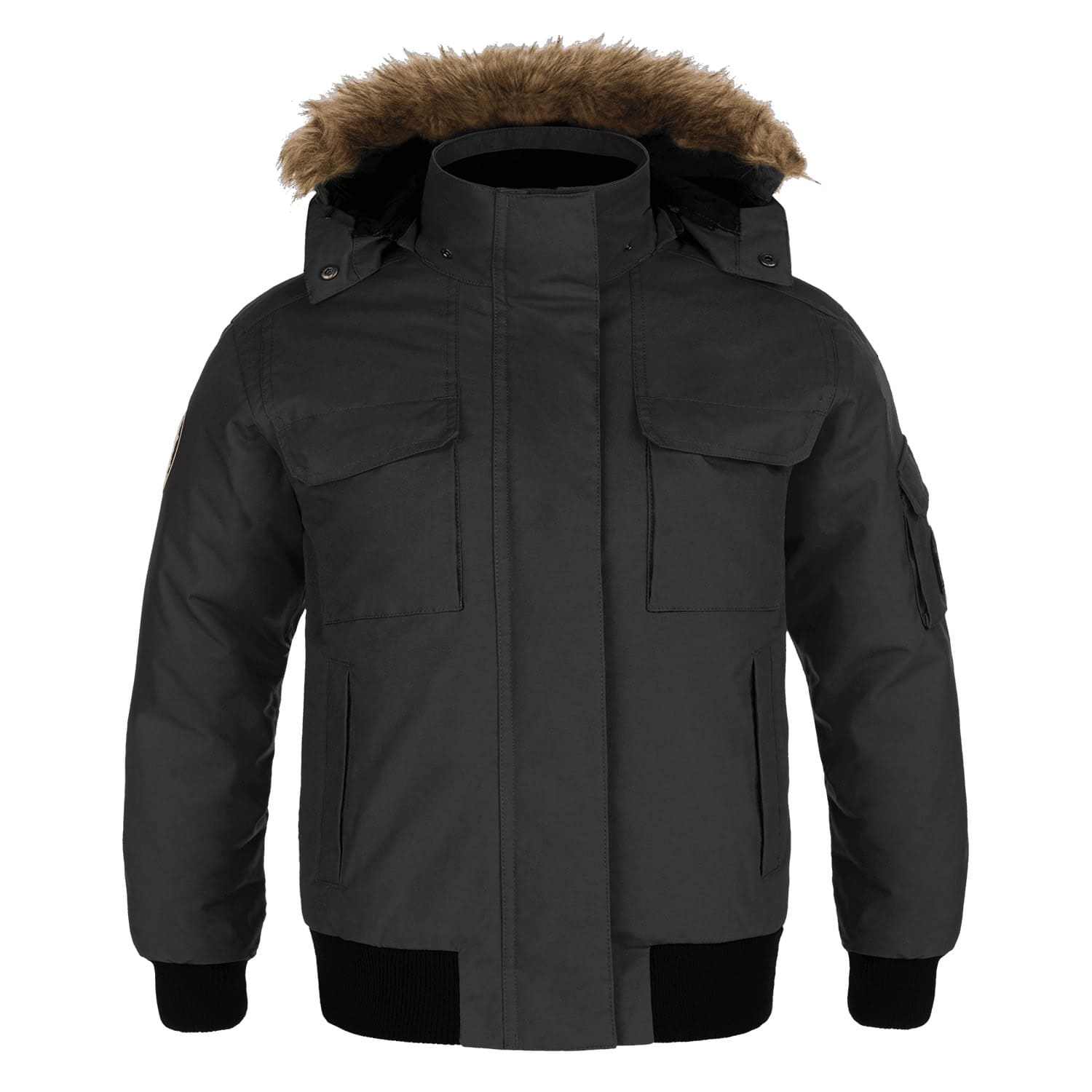 L06076 - Intense - Ladies Cold Weather Bomber Jacket w/ Detachable Hood Gunmetal 6076 Heritage 54 Ladies winter coat Women