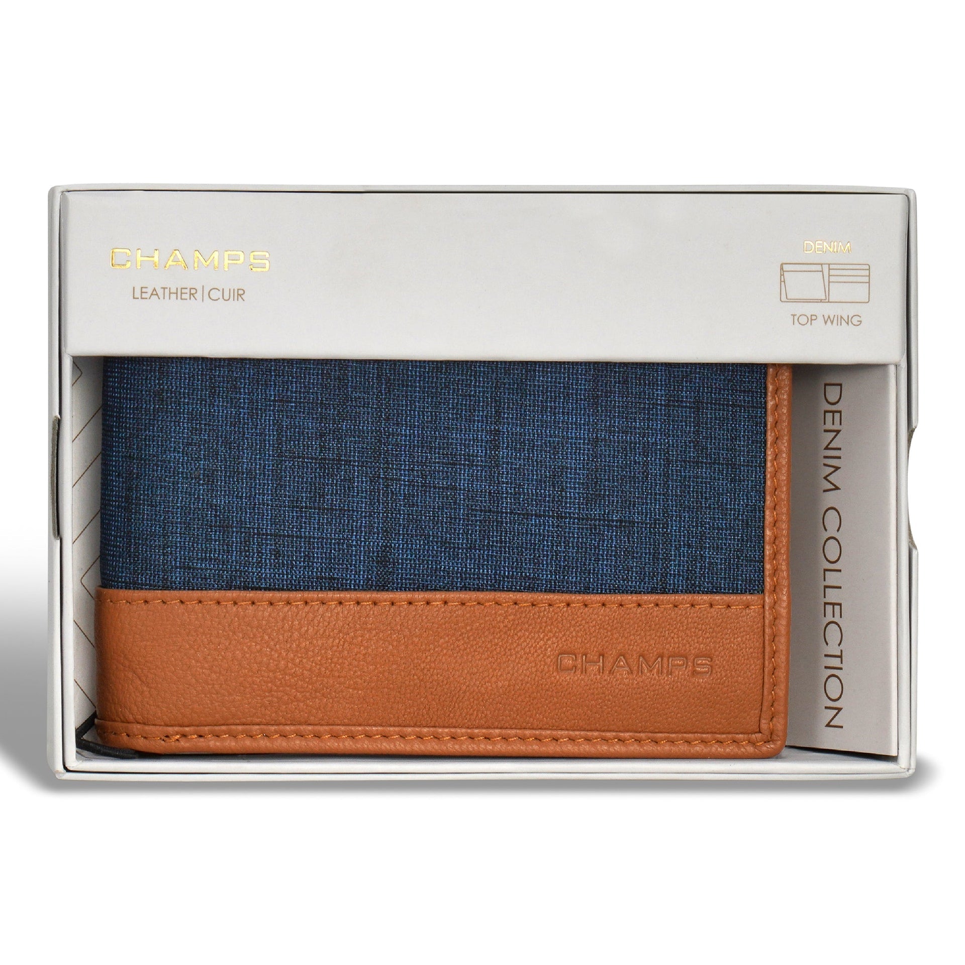 Denim / Leather Top Wing Wallet Champs Luggage Shopify Collective