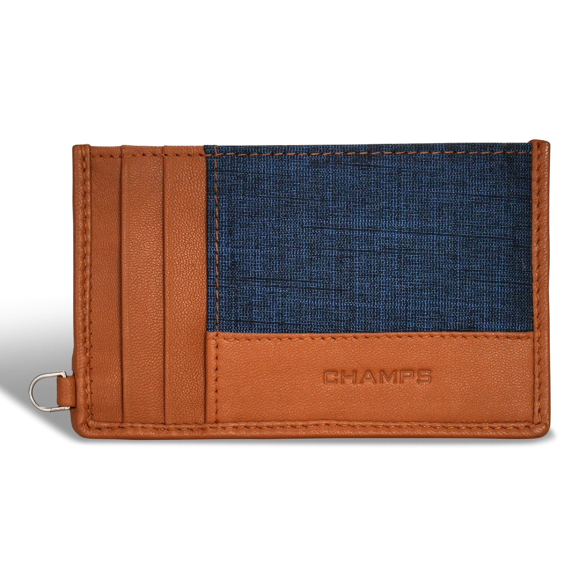 Denim / Leather Slim Cardholder Tan Blue Champs Luggage Shopify Collective