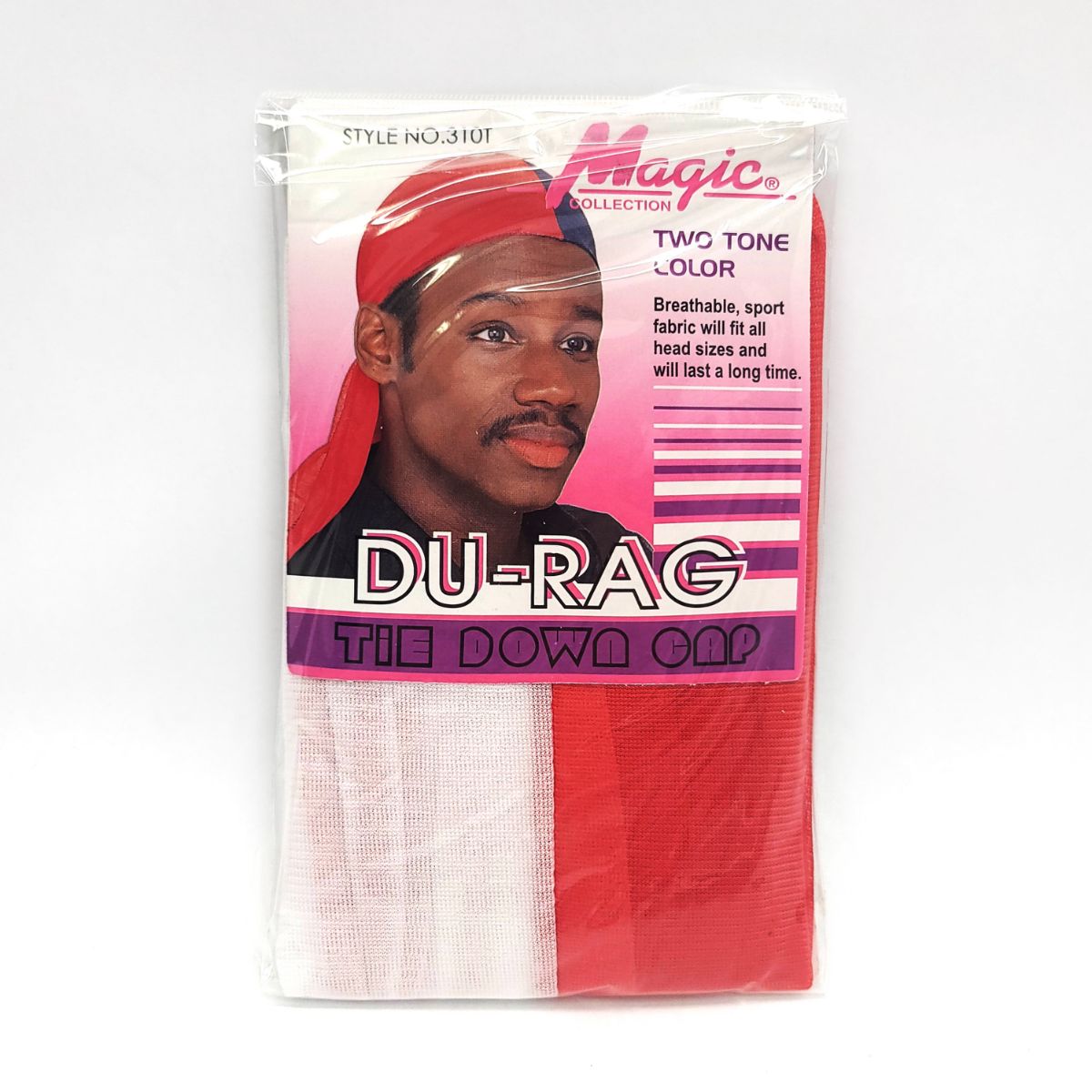 Durag - Sports, Tie Down, Multi-Coloured, One Size White & Red Accessories