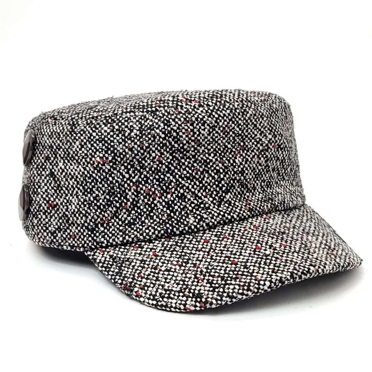 Cadet Cap - Knitted, Glitter, Black Mix Colour Military Cap