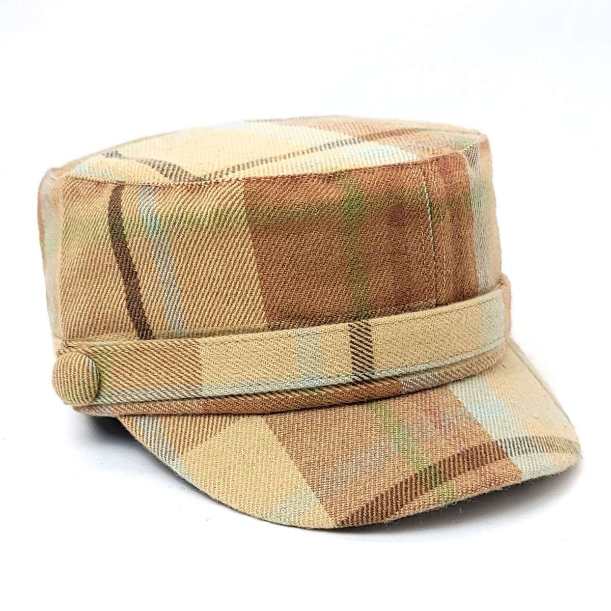 Cadet Cap -G8016, Plaid Pattern, Khaki OSFA Military Cap
