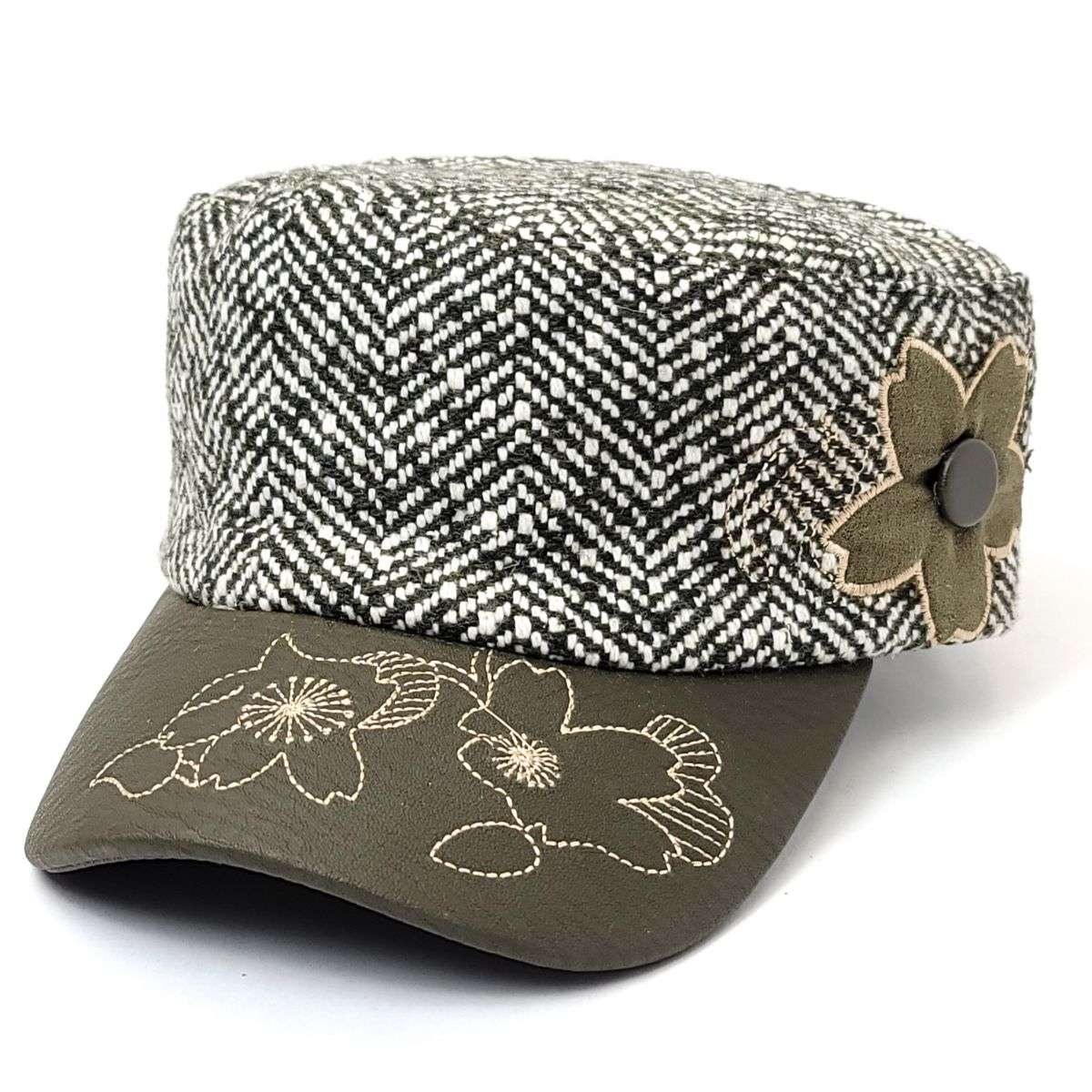 Cadet Cap -07WM19A, Knitted, PU Leather Visor, Multi Colour Military Cap