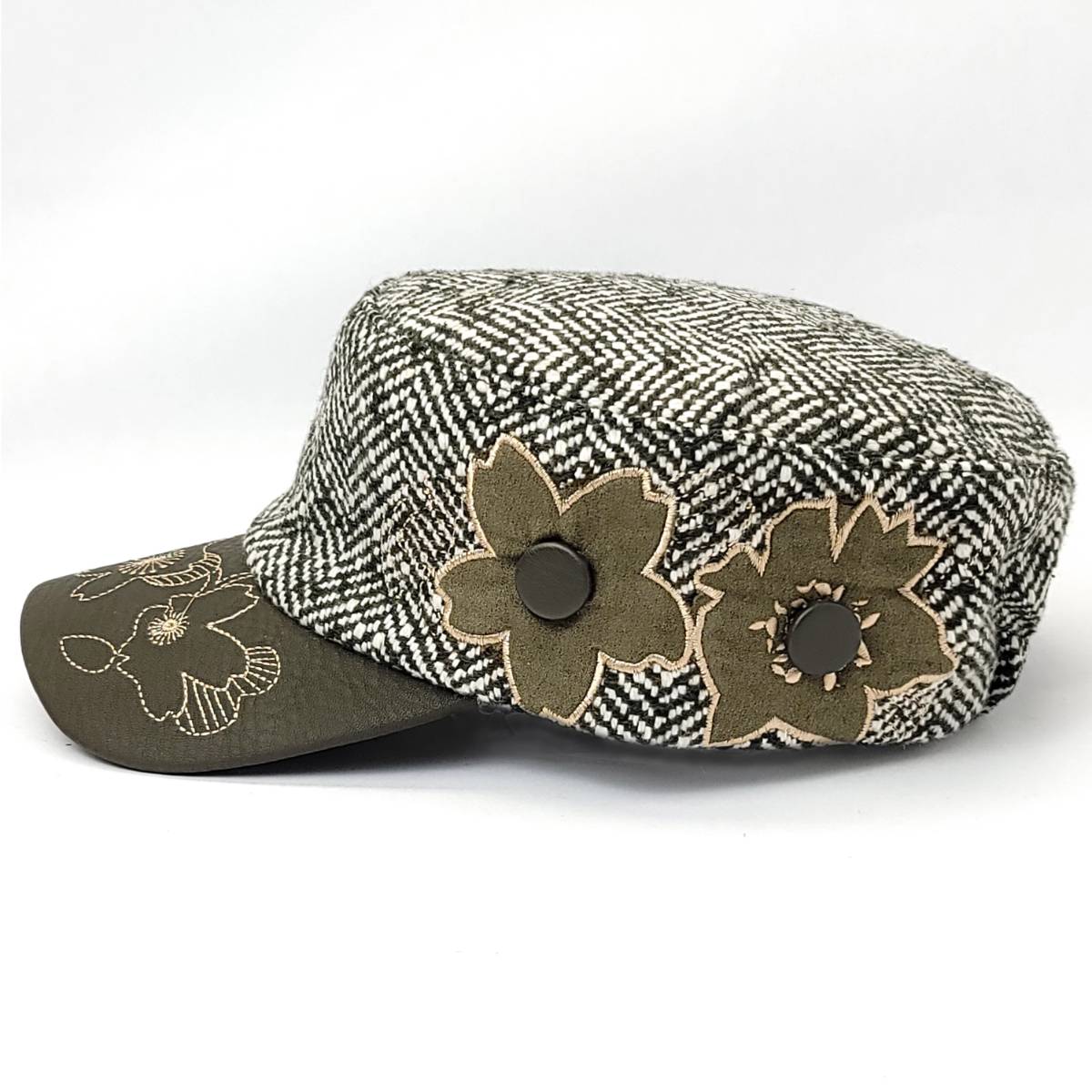 Cadet Cap -07WM19A, Knitted, PU Leather Visor, Multi Colour Military Cap