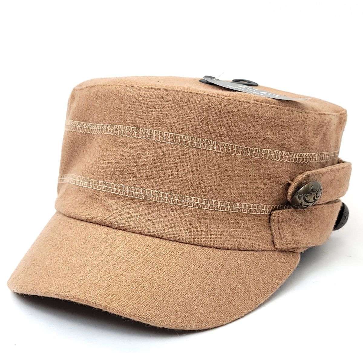 Cadet Cap - Buttons Decor, HC0717, Multi-Coloured Khaki OSFA Military Cap