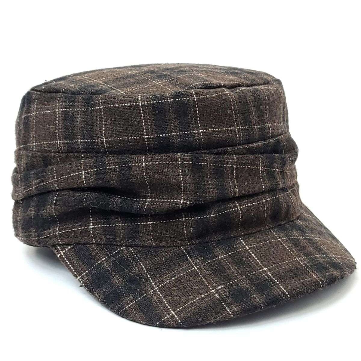 Cadet Cap -17072, Plaid with Folds, Multi-Coloured Military Cap
