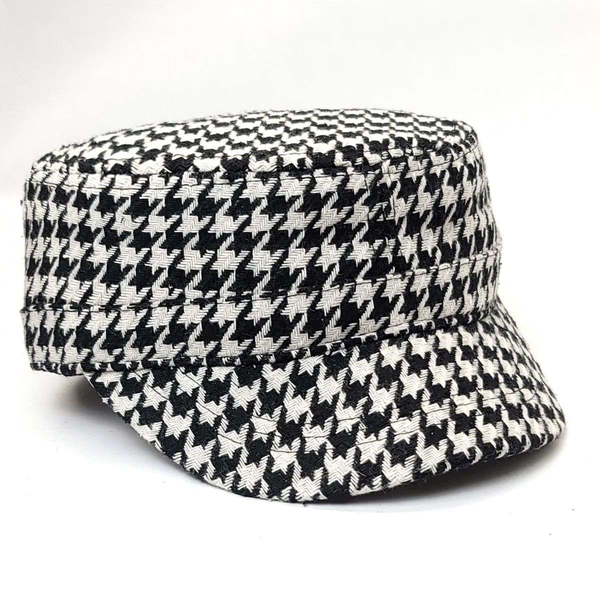 Cadet Cap - Houndstooth, 19097, Multi-Coloured Black & White OSFA Military Cap