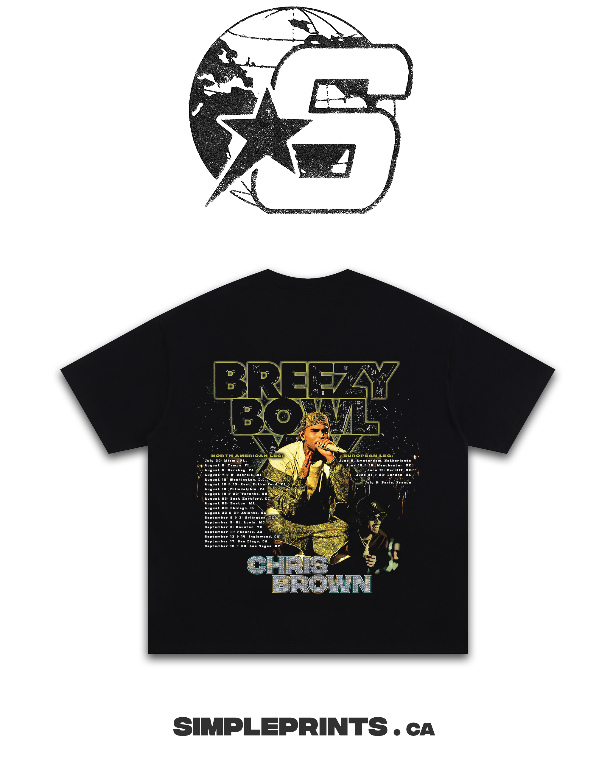 CHRIS BROWN BREEZY BOWL Graphic T-Shirt Shopify Collective Simpleprints t-shirt tops