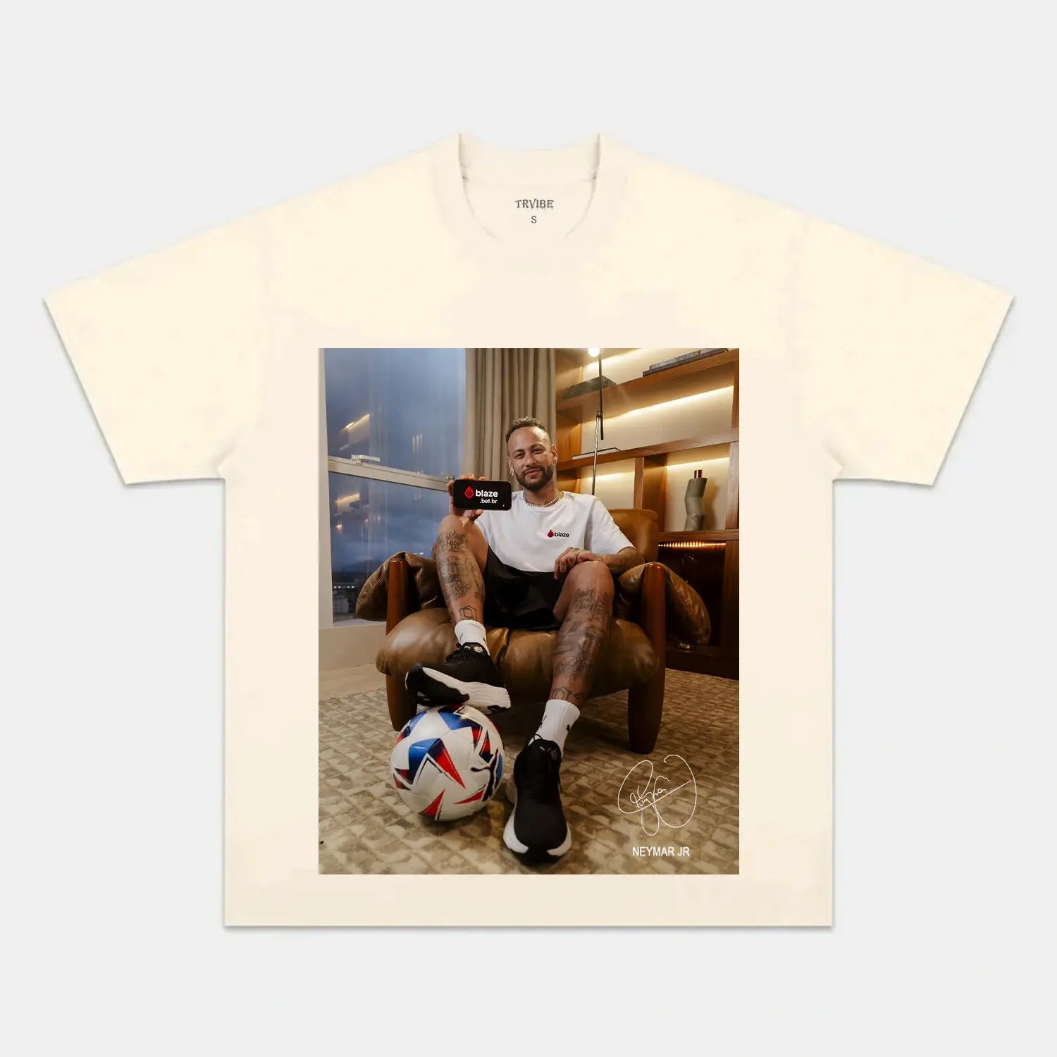NEYMAR JR VINTAGE CLOTHES IVORY TEE SOCCER SPORT