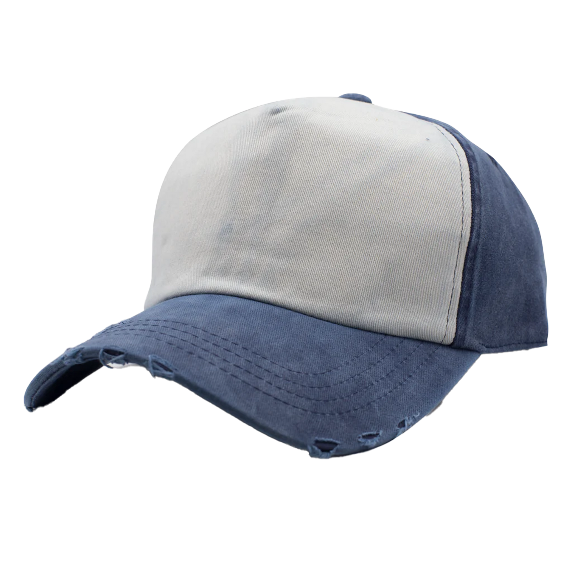 GN-1005 - 5P Foam Front Dirty Wash Navy Navy One Size 5 PANELS ADJUSTABLE BUCKLE COTTON / POLYESTER CURVE FOAM mid profile nissi caps Pigment Dye UNISEX