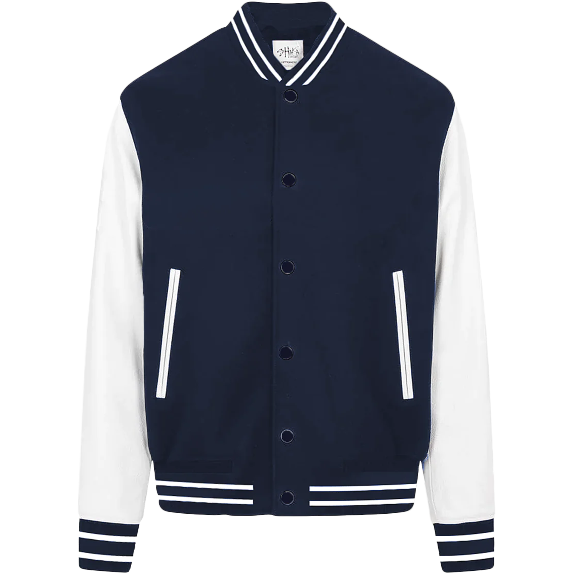 Leather Letterman Jacket Navy White Coache Jacket Crop MEN OUTERWEAR POLYESTER Shaka Wear