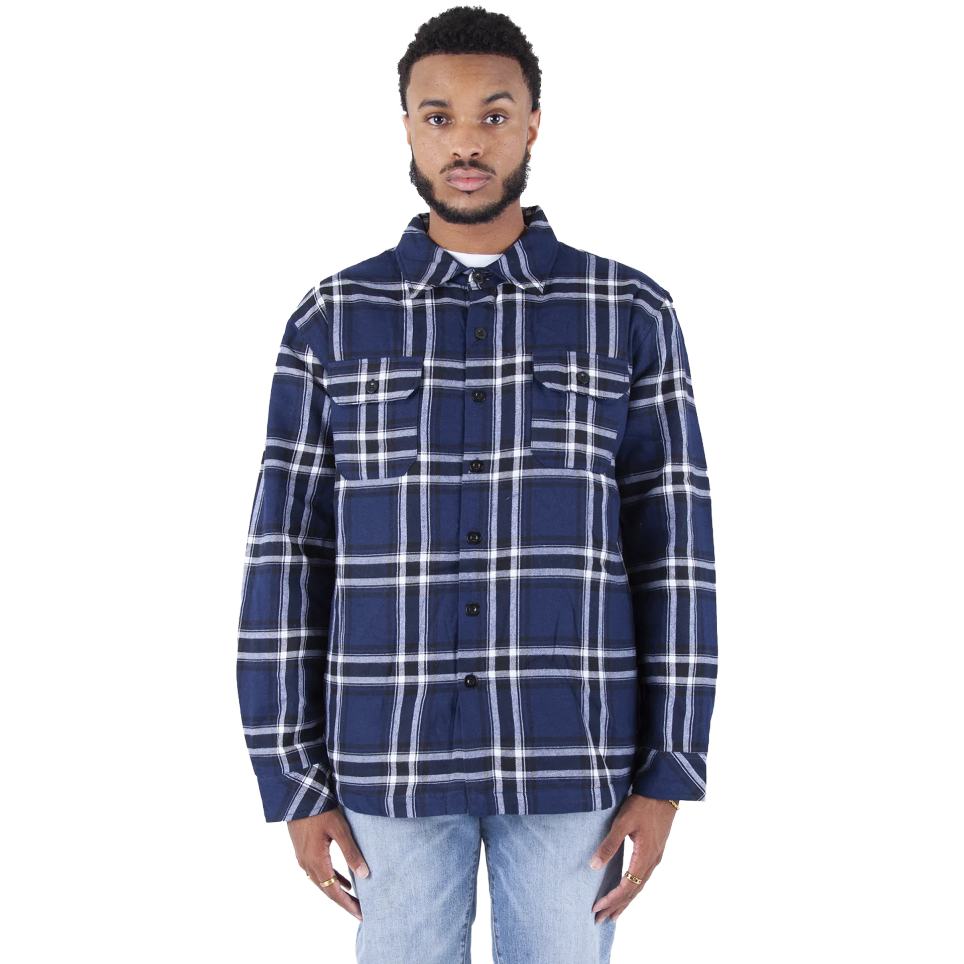 Plaid Jacket Navy COTTON / POLYESTER MEN OUTERWEAR REGULAR Shaka Wear SHIRT SHIRTS