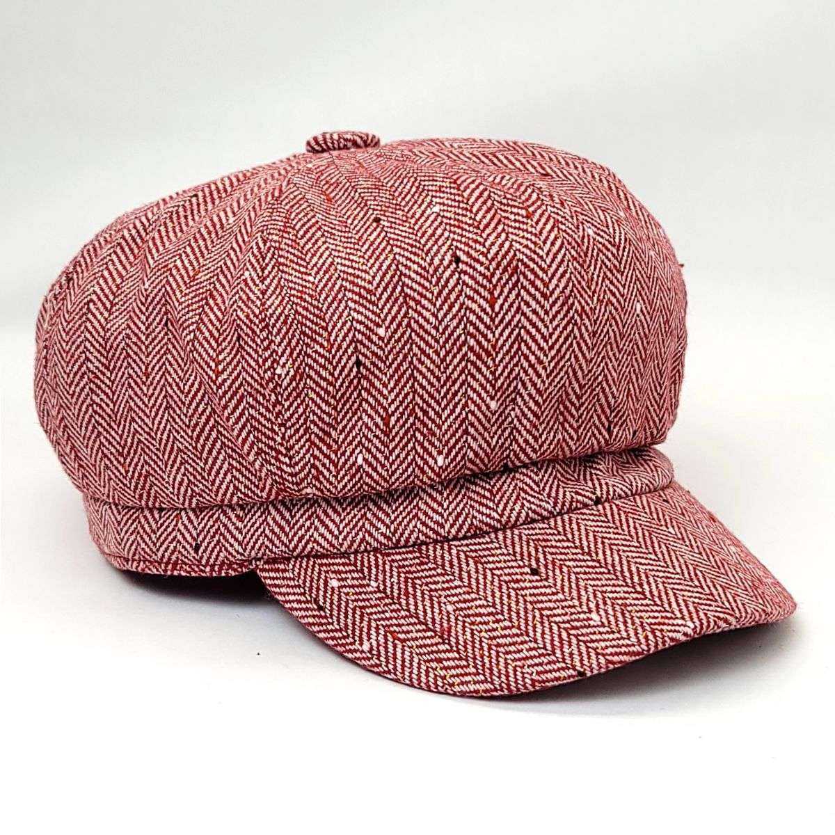 Newsboy Hat - Herringbone, Glitter, Multi-Coloured Red OSFA Dozen Special Mix&Match