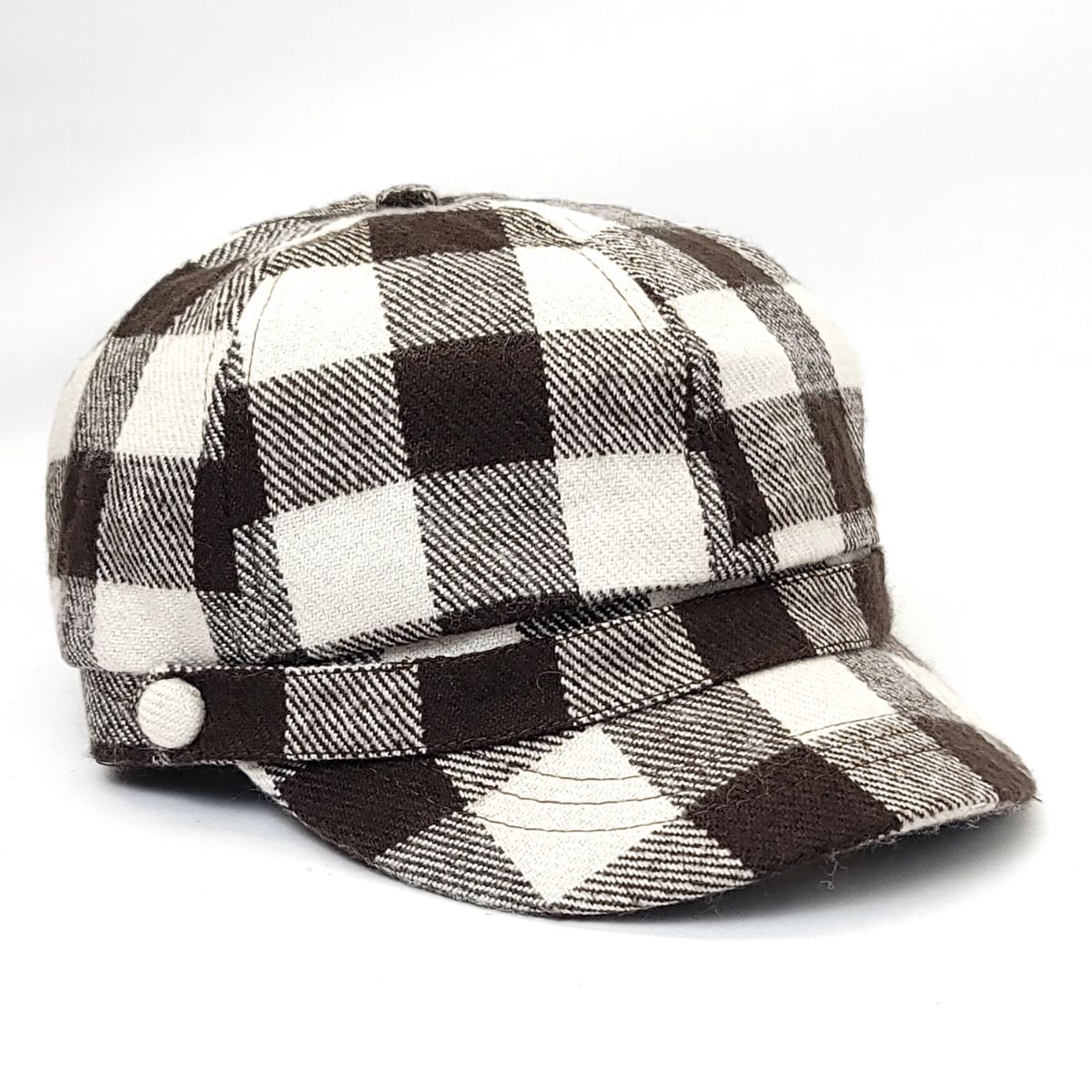 Newsboy Hat - Plaid Pattern, Brown & Black Brown OSFA Dozen Special Mix&Match