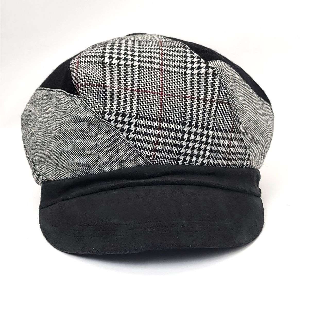 Newsboy Hat - Patched, Grey with Black Suede Visor Dozen Special Mix&Match