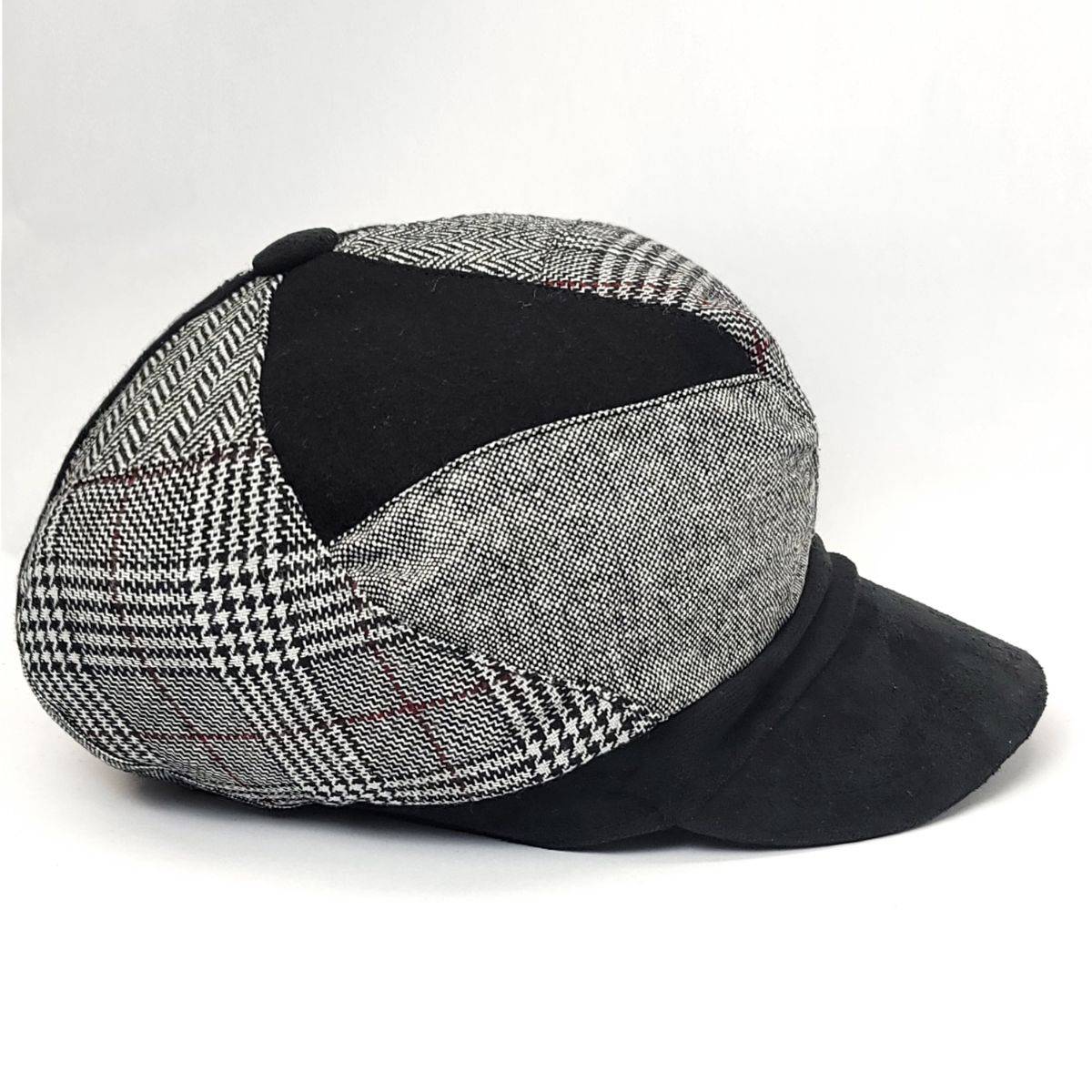 Newsboy Hat - Patched, Grey with Black Suede Visor Dozen Special Mix&Match