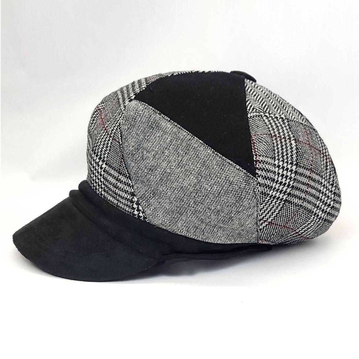 Newsboy Hat - Patched, Grey with Black Suede Visor Dozen Special Mix&Match