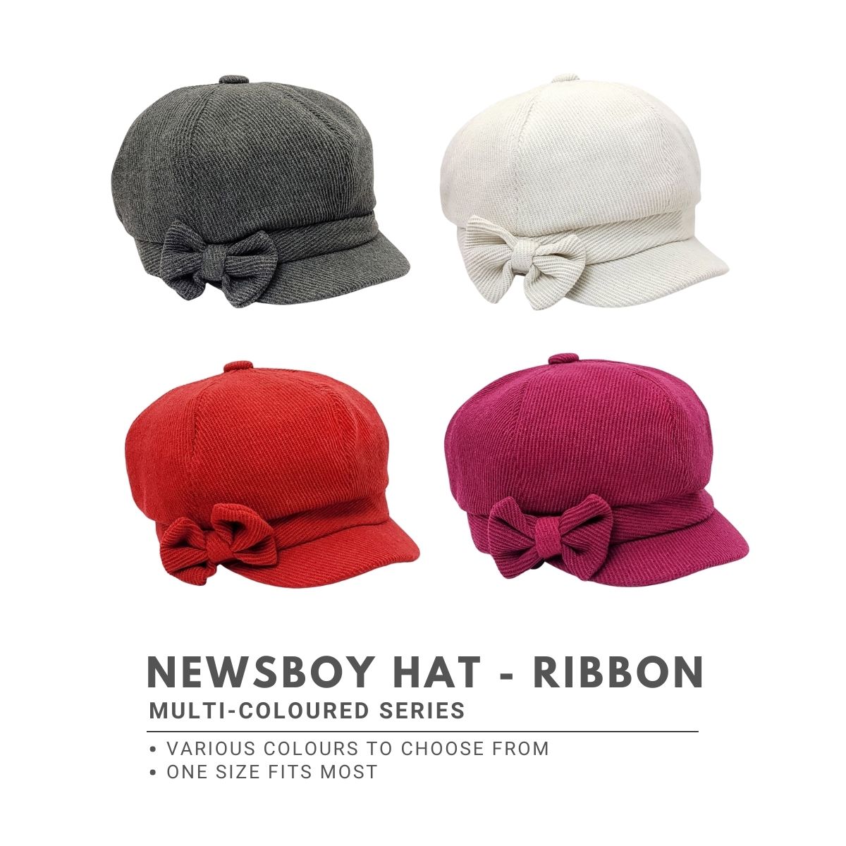 Newsboy Hat - Ribbon, Multi-Coloured Dozen Special Fashion Knit Mix&Match
