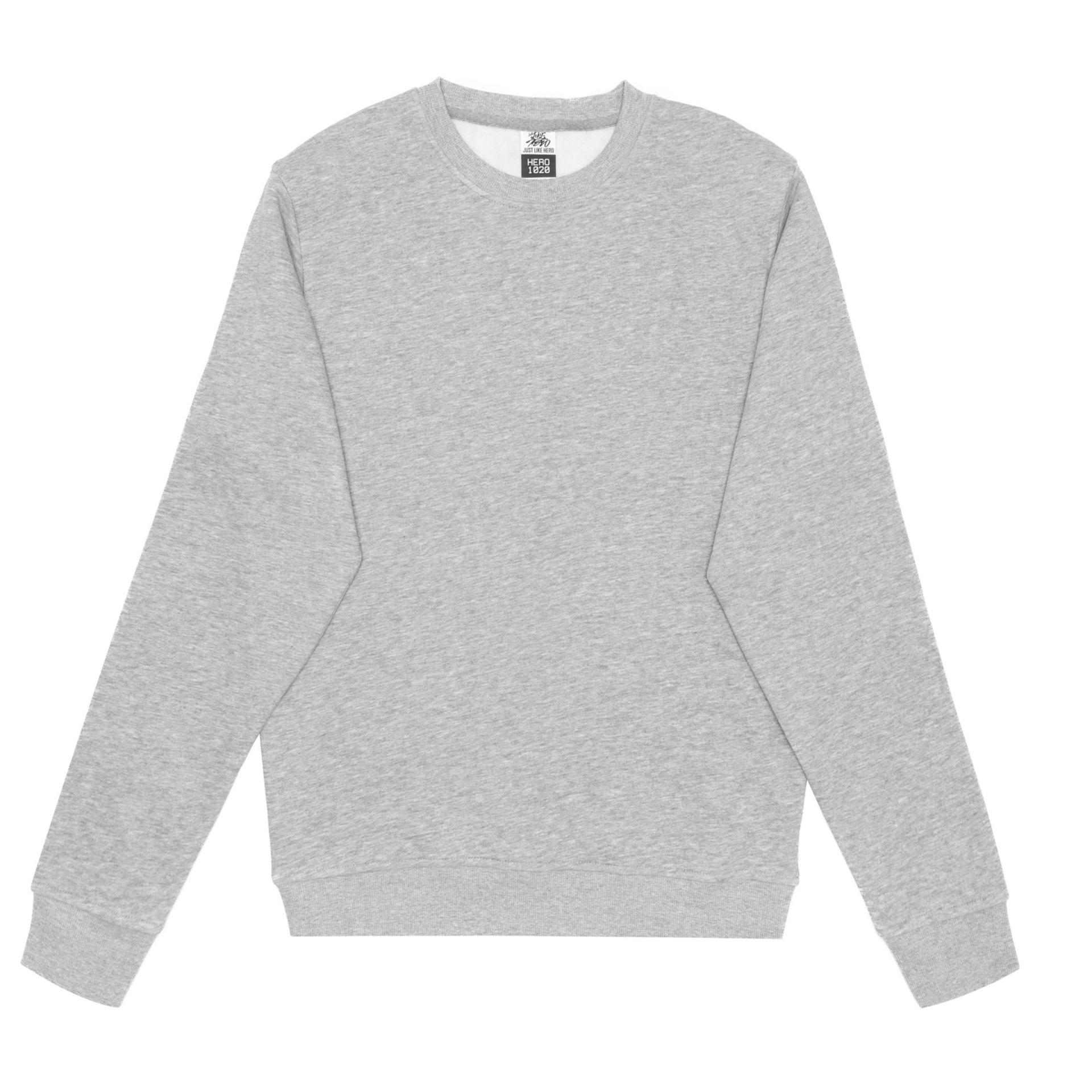 HERO-1020 Unisex Blank Crewneck Sweatshirt - Sport Grey 1020 2023 Spring Sales Adult Crewneck Grey HERO Tops Unisex