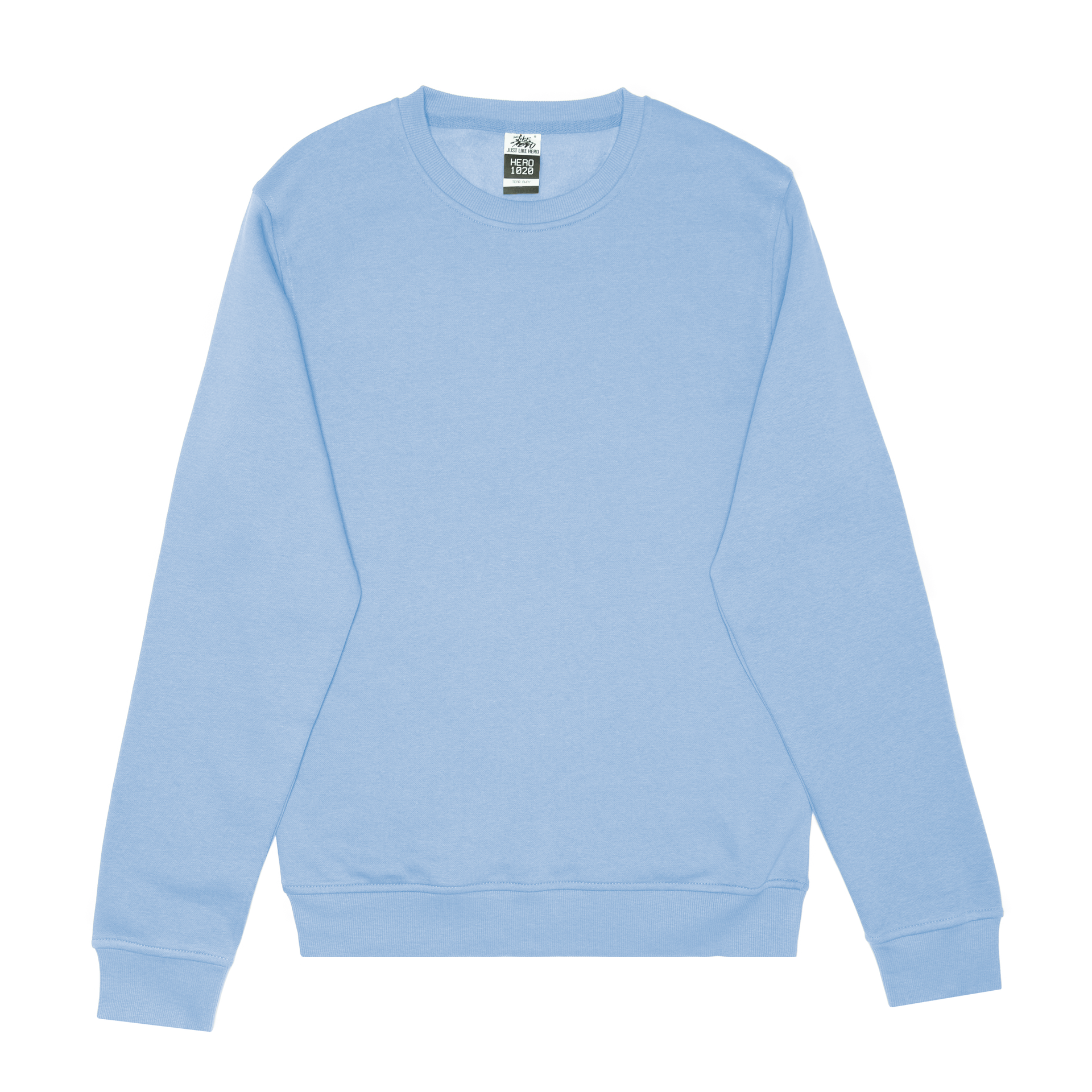 HERO-1020 Unisex Blank Crewneck Sweatshirt - Sky Blue 1020 2021 S/S Adult Blue Crewneck HERO New Tops Unisex